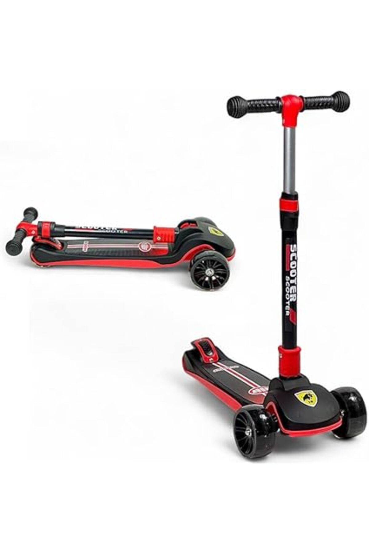 ALBADER-Balance Scooter 3 Wheels Foldable Kick Scooter, 4 Adjustable Heights, Mamual Scooter 3+ 1