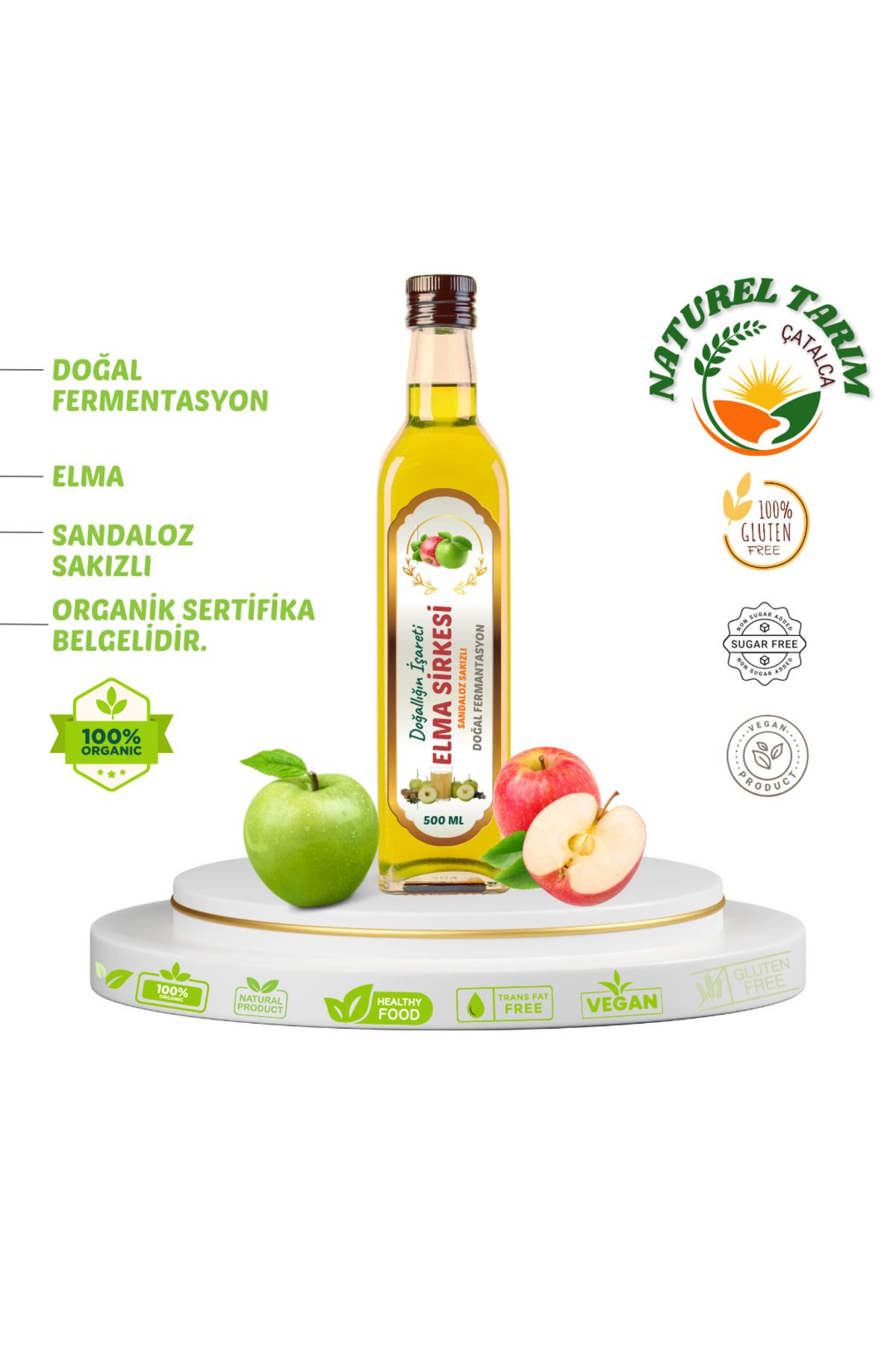 NATUREL ORGANİK SANDALOZ SAKIZLI ELMA SİRKESİ