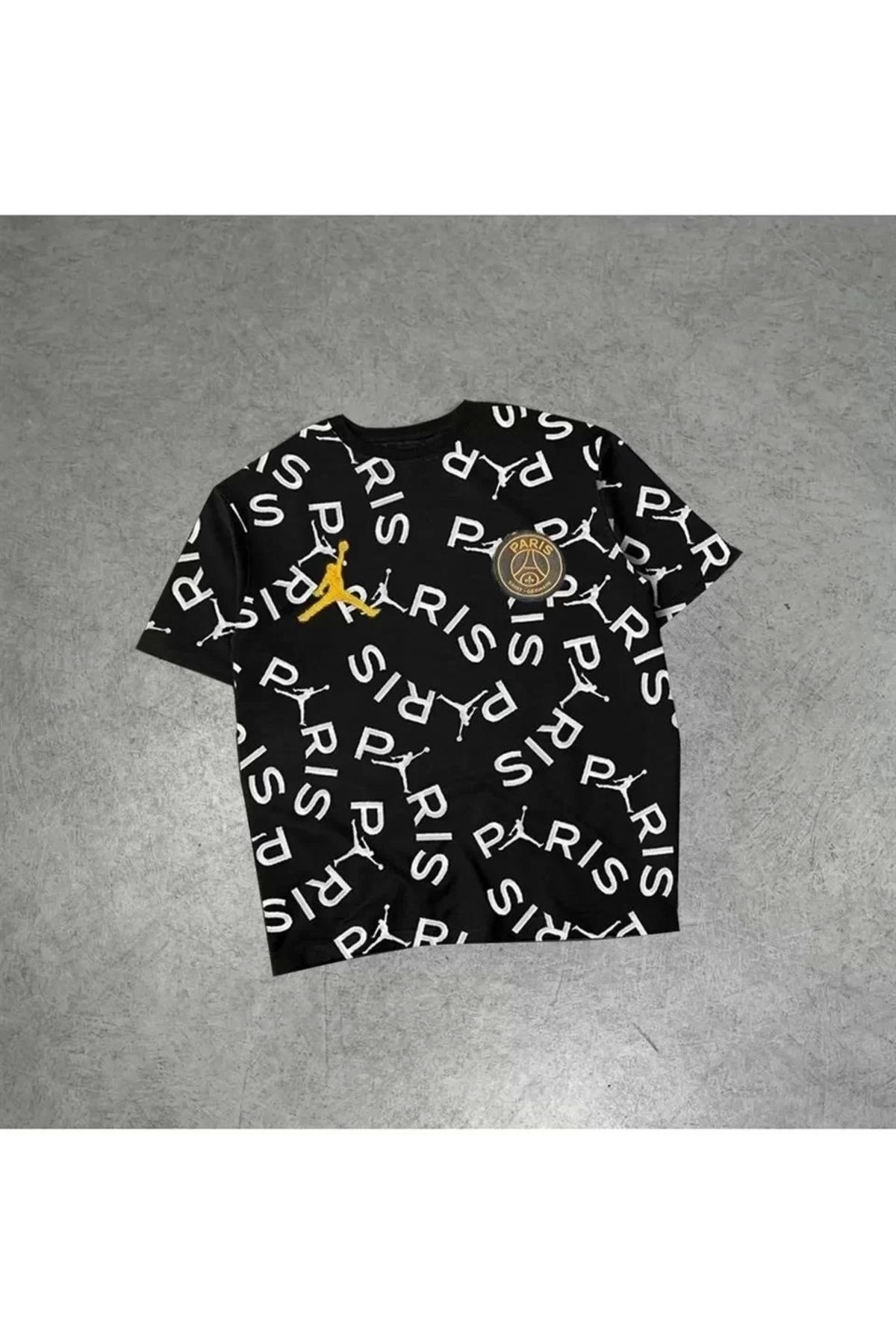 AE Stil Erkek Dijital Baskılı Oversize T-shirt Siyah