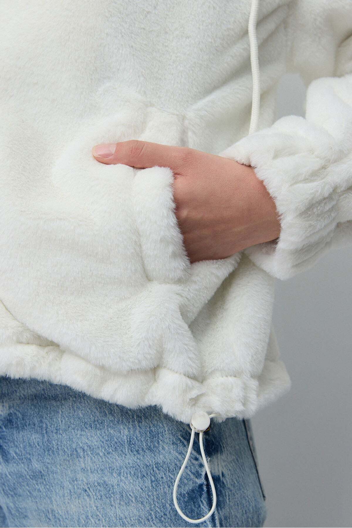 No Matter What-Weiße Fleecejacke mit Reißverschluss 4