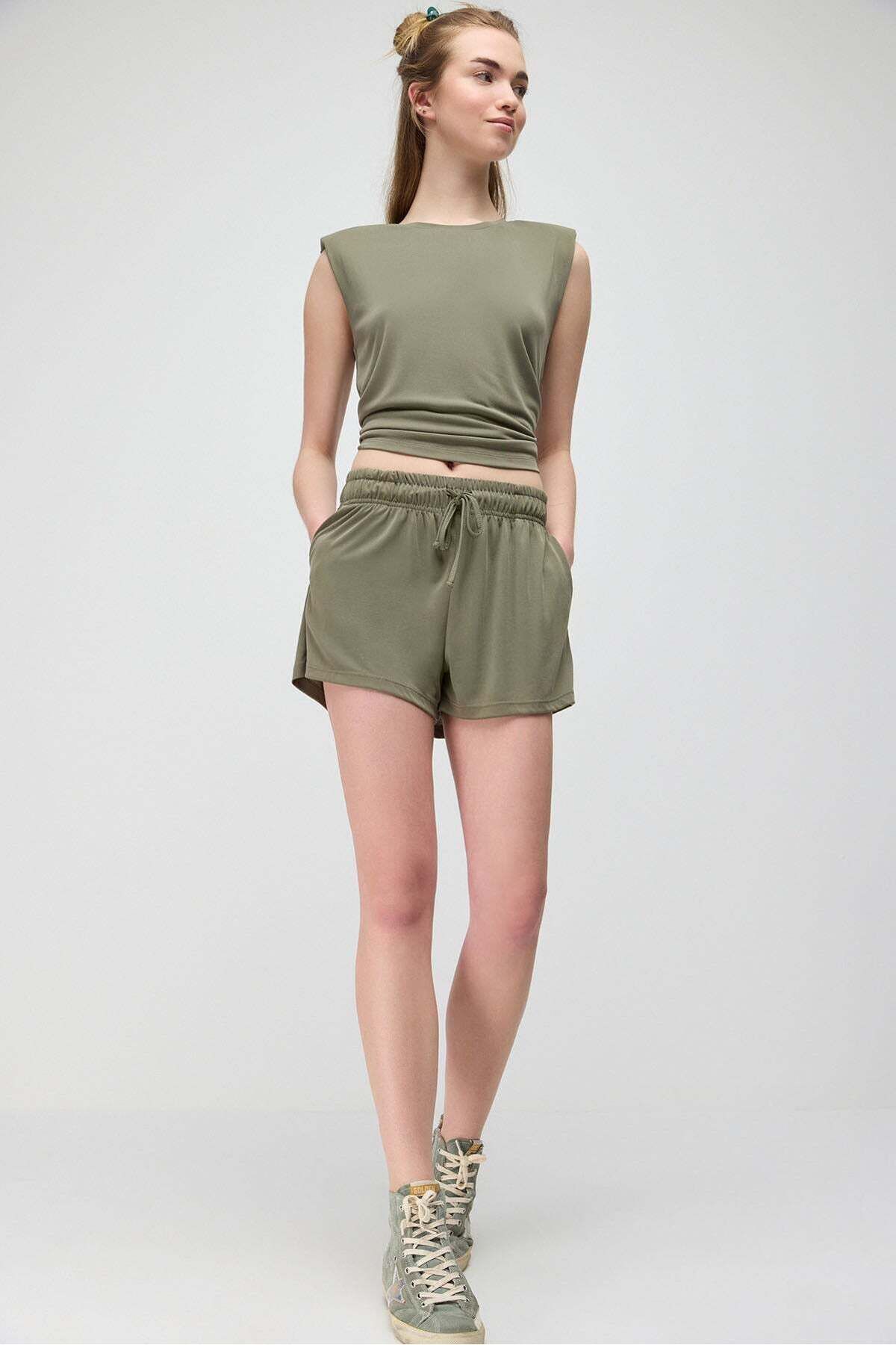 No Matter What-Adjustable Elastic Waist Shorts With Pockets And Drawstring 2