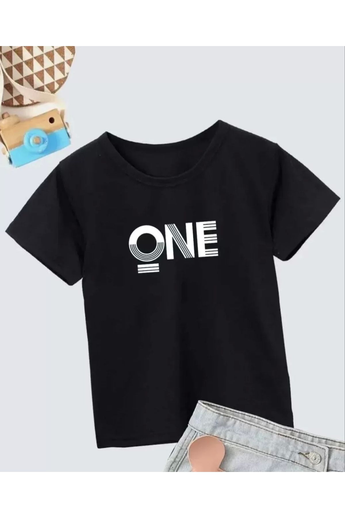 AE Stil Erkek Çocuk Baskılı T-Shirt - Siyah