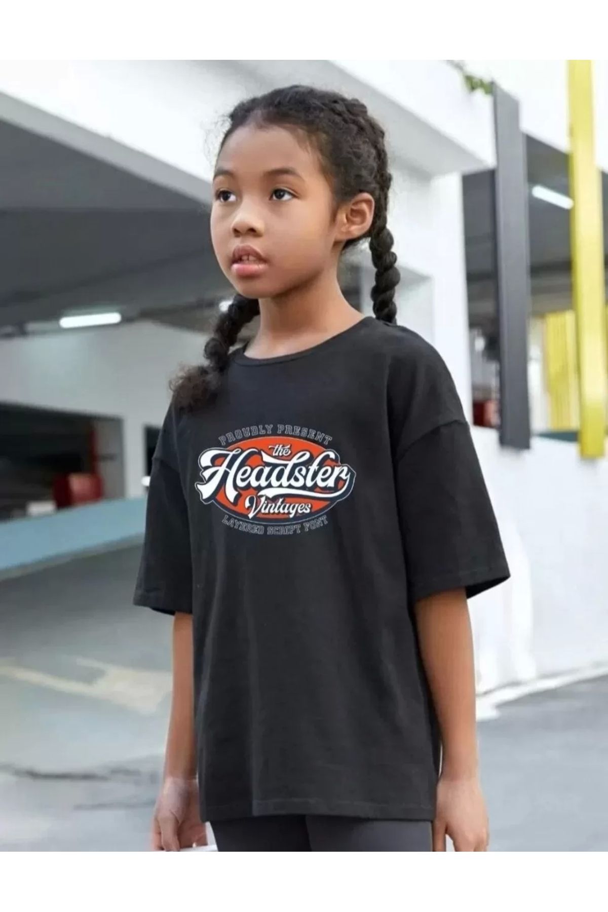 AE Stil Çocuk Unisex Baskılı T-Shirt-Siyah