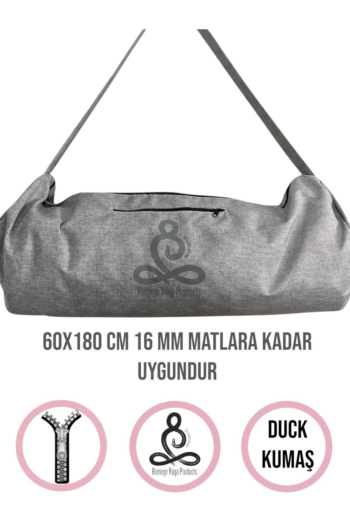 REMEGE Mat Taşıma Çantası Yoga Fitness Silindir Antrenman Çantası + 2 Adet Mat Toplama Lastiği