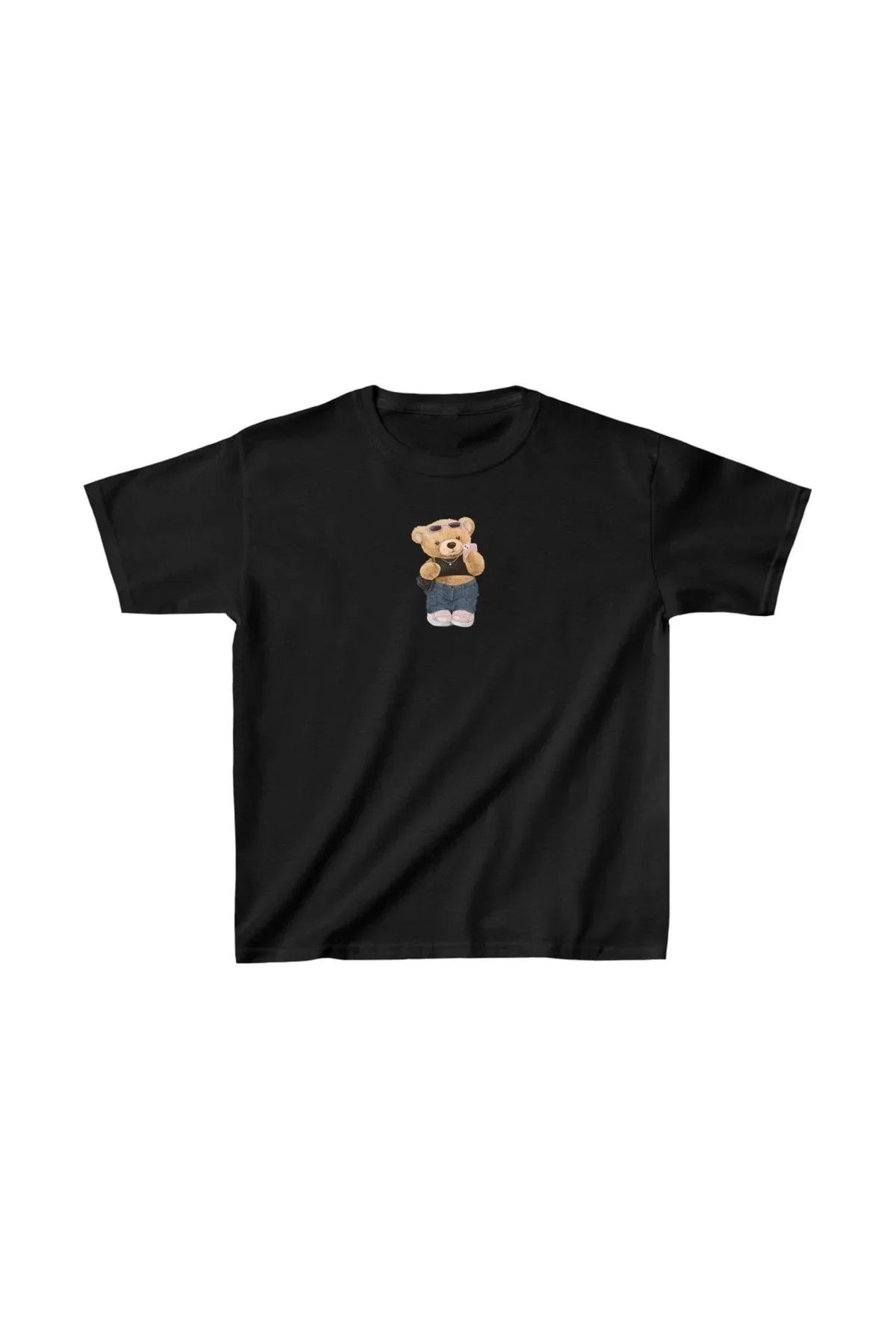 AE Stil Unisex Çocuk Baskılı T-Shirt - Siyah