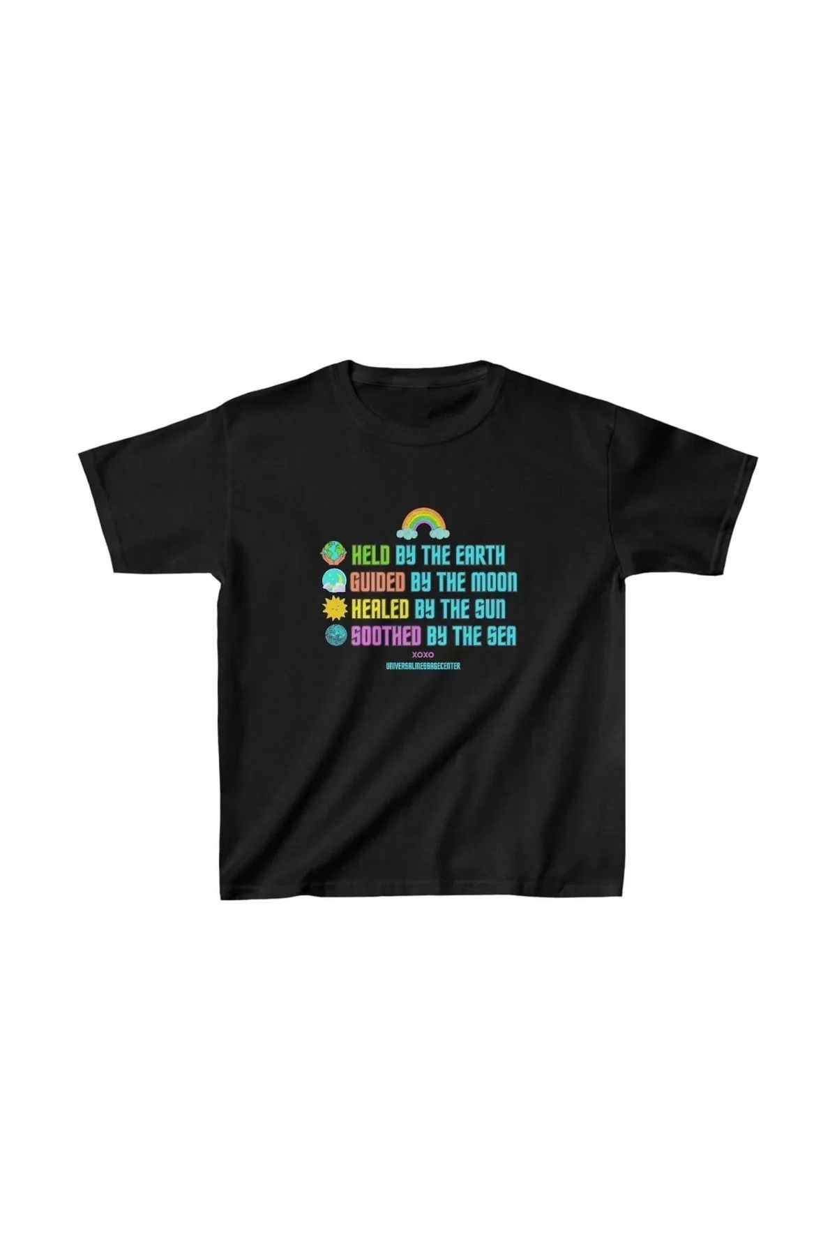 AE Stil Unisex Çocuk Baskılı T-Shirt - Siyah