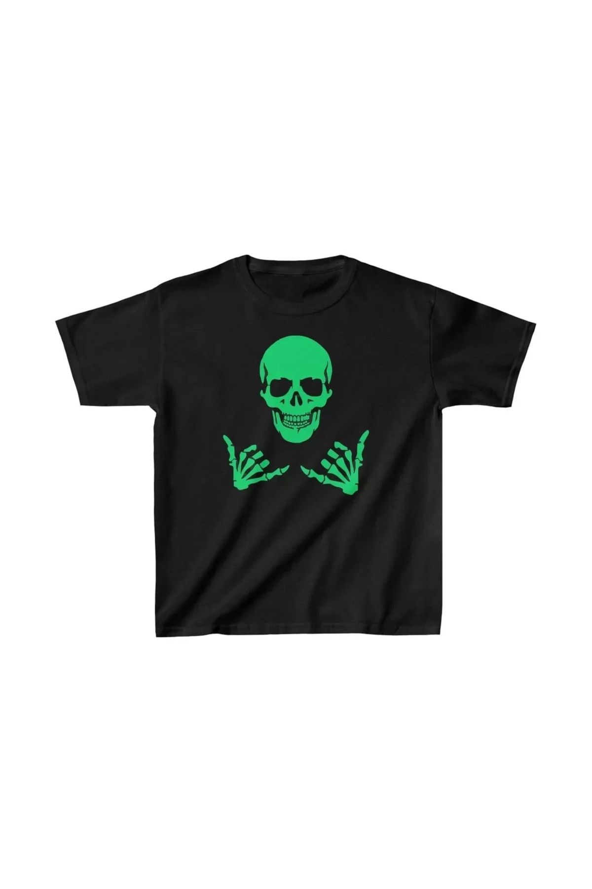 AE Stil Unisex Çocuk Baskılı T-Shirt - Siyah