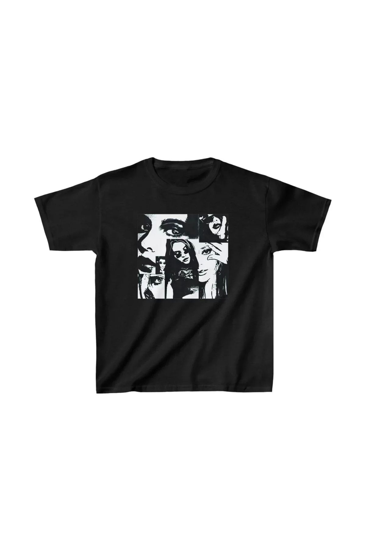 AE Stil Unisex Çocuk Baskılı T-Shirt - Siyah