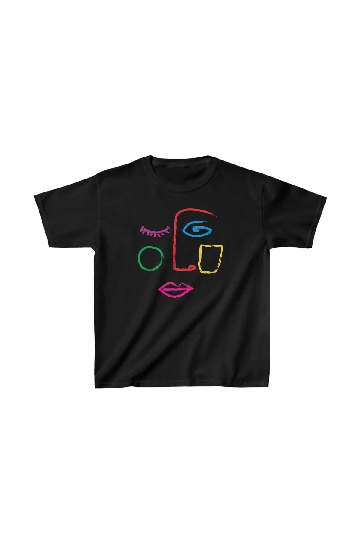 AE Stil Unisex Çocuk Baskılı T-Shirt - Siyah