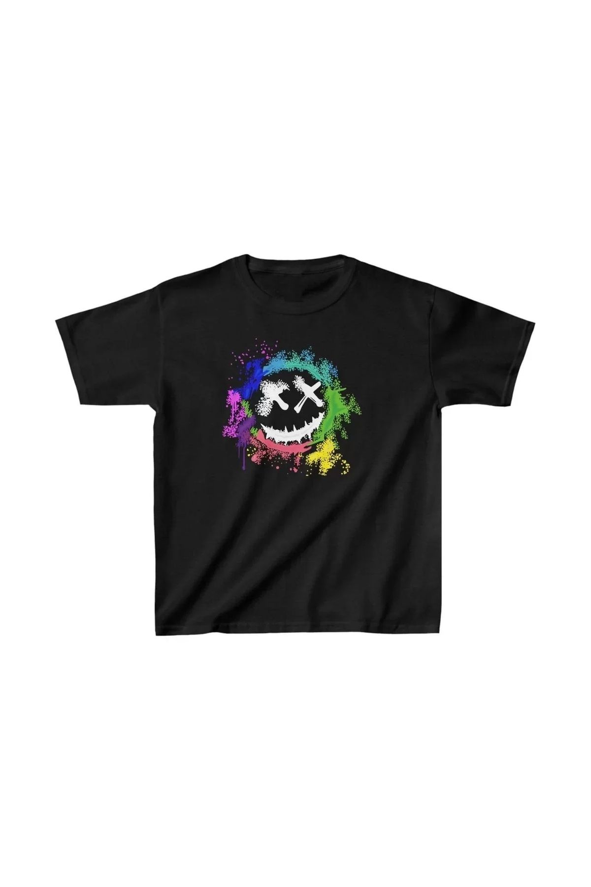AE Stil Unisex Çocuk Baskılı T-Shirt - Siyah