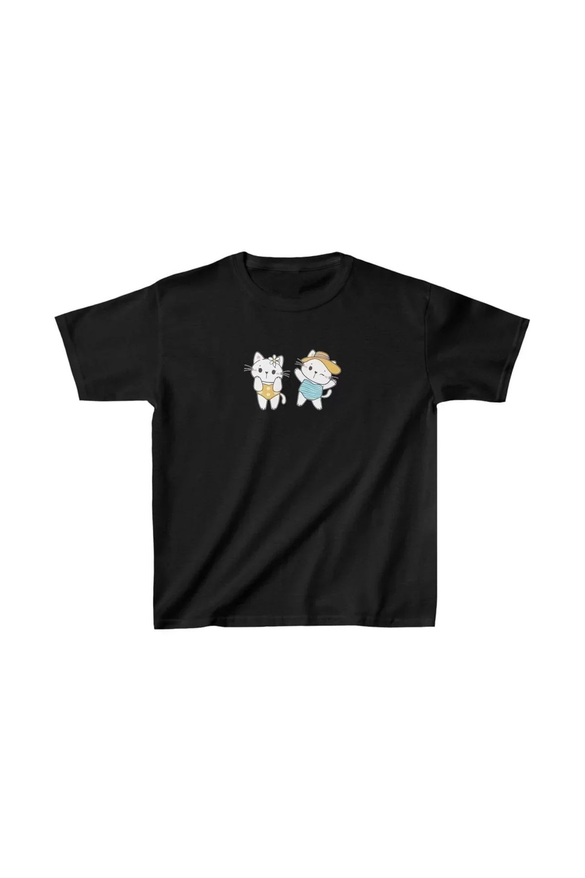 AE Stil Unisex Çocuk Baskılı T-Shirt - Siyah