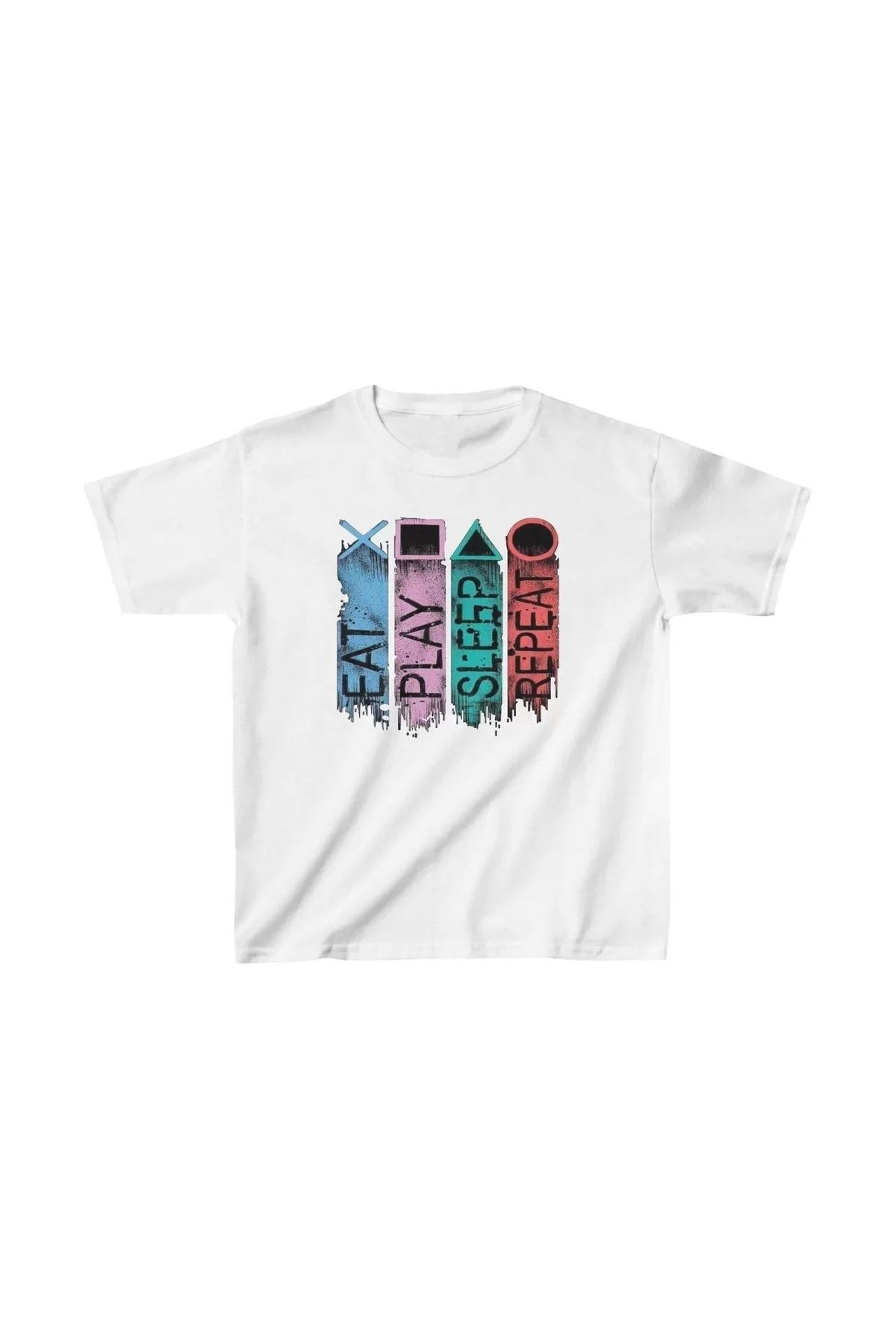 AE Stil Unisex Çocuk Baskılı T-Shirt - Beyaz