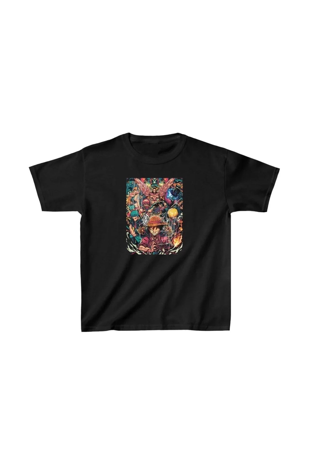AE Stil Unisex Çocuk Baskılı T-Shirt - Siyah