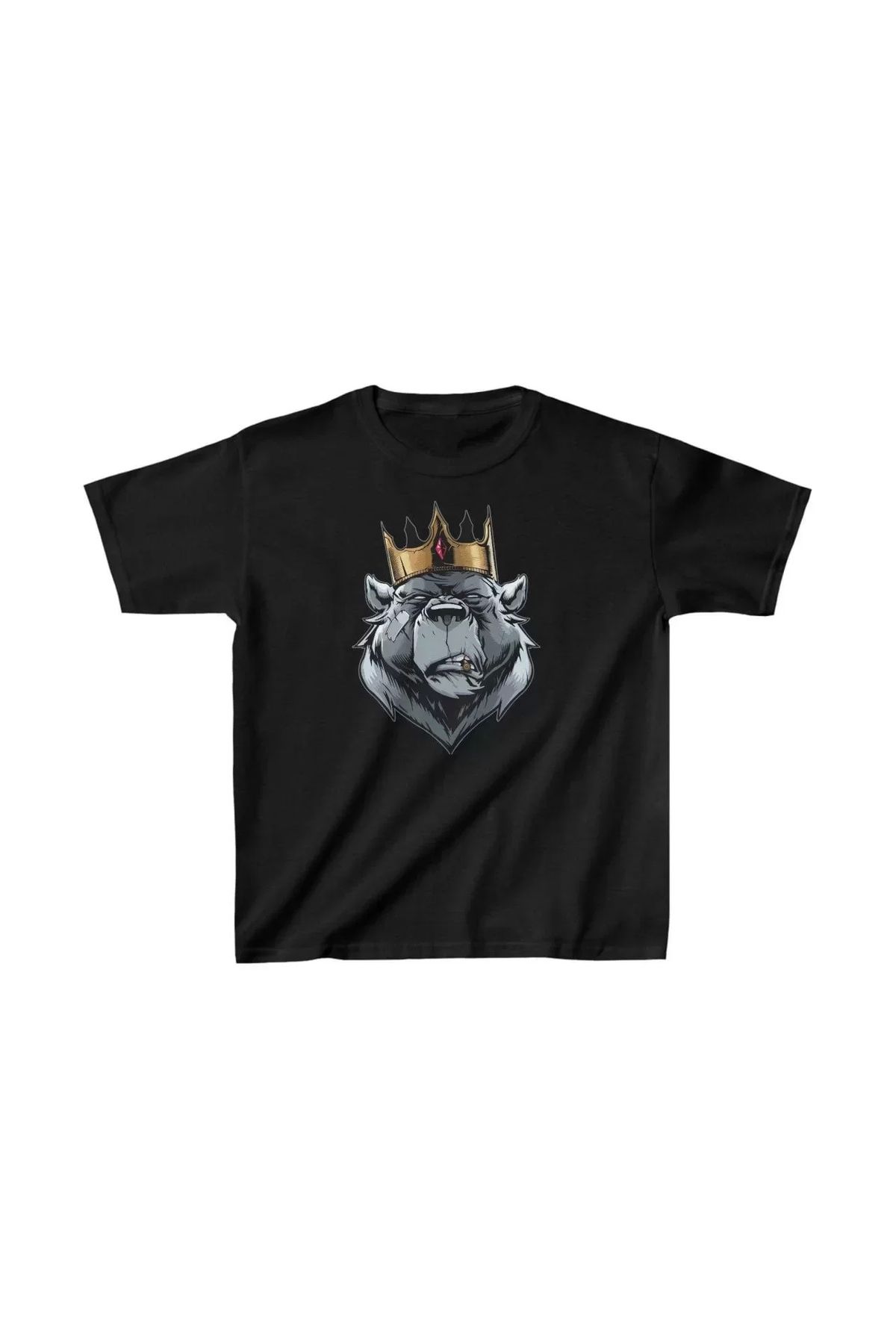 AE Stil Unisex Çocuk Baskılı T-Shirt - Siyah