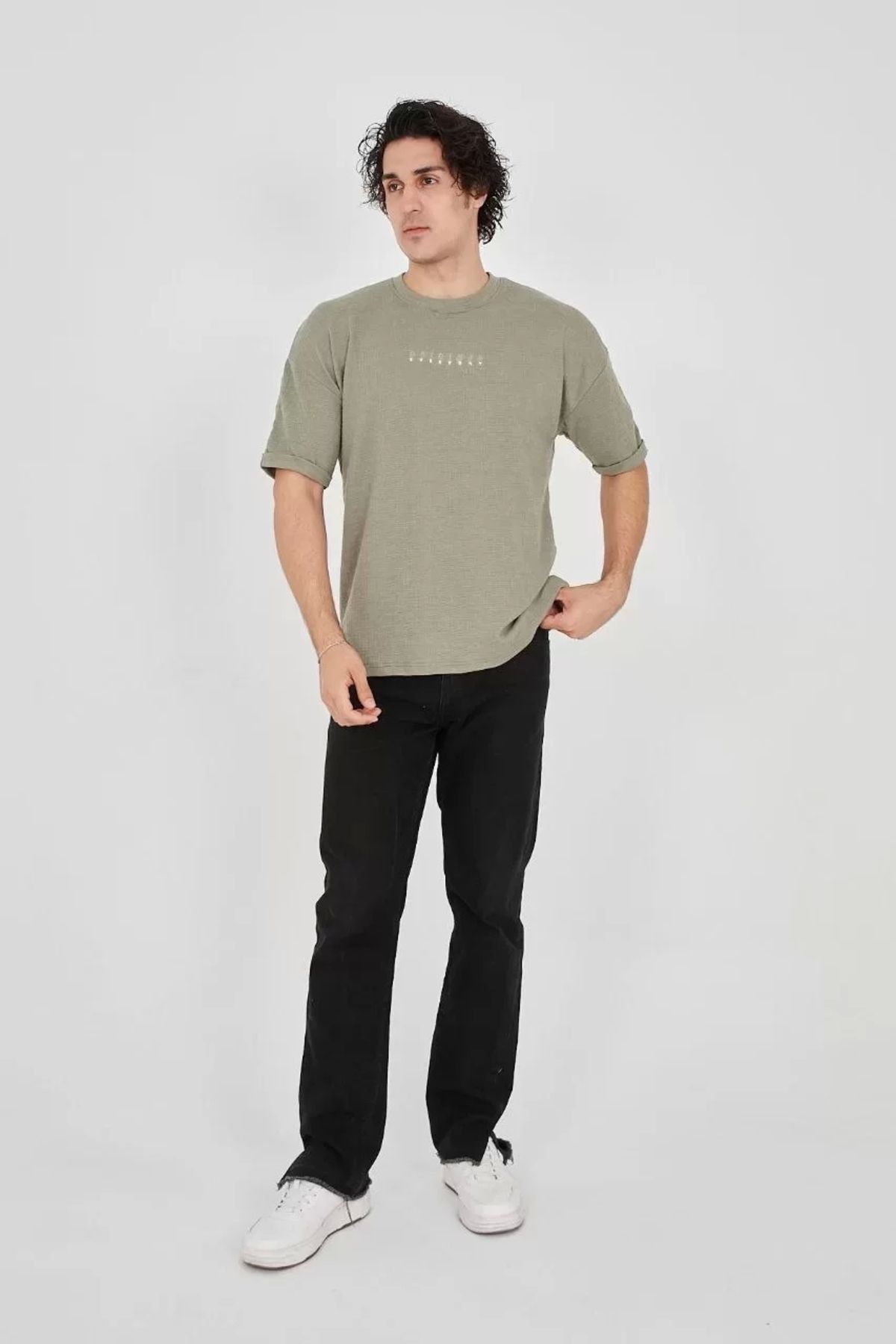 Asgardian-Unisex Fashion Wanilia Jacquard Sleeve T-Shirt - Light Green 5