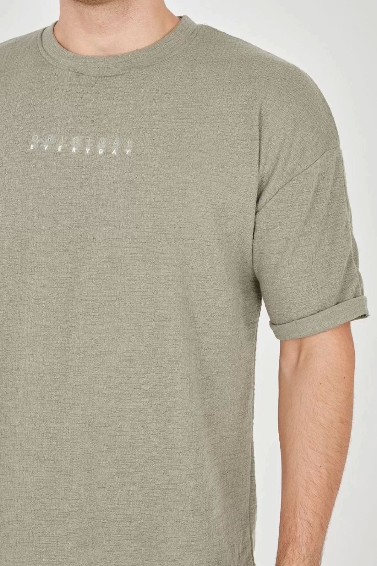 Asgardian-Unisex Fashion Wanilia Jacquard Sleeve T-Shirt - Light Green 4