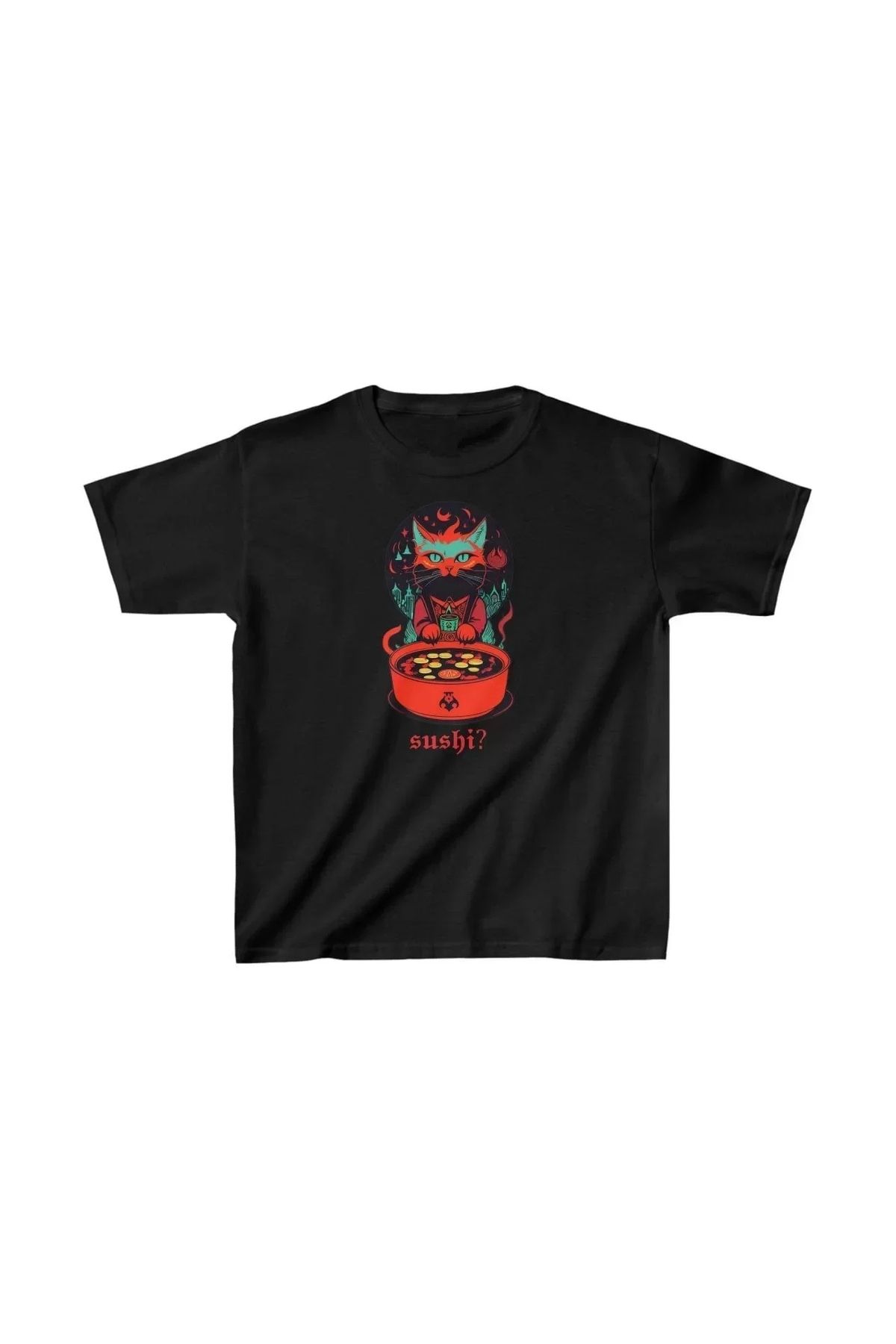 AE Stil Unisex Çocuk Baskılı T-Shirt - Siyah