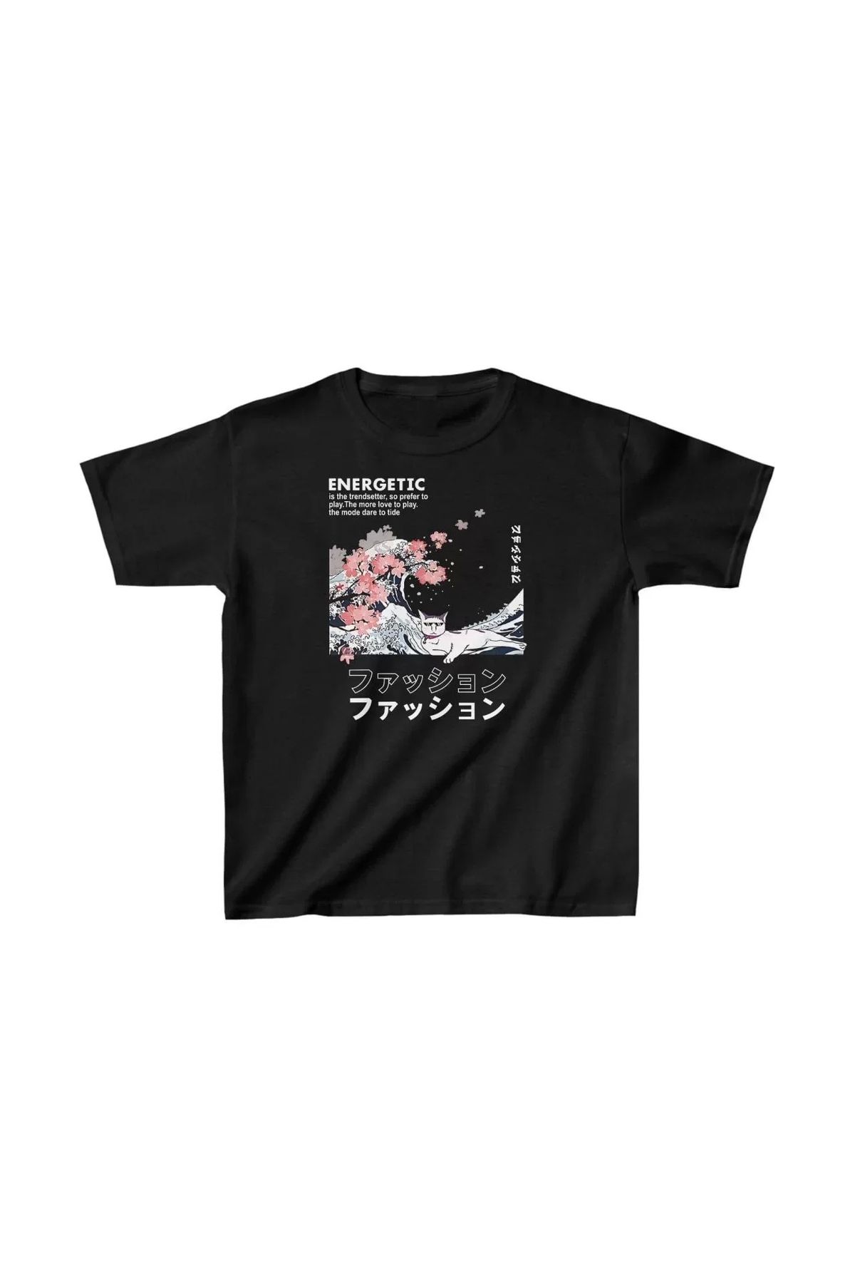 AE Stil Unisex Çocuk Baskılı T-Shirt - Siyah