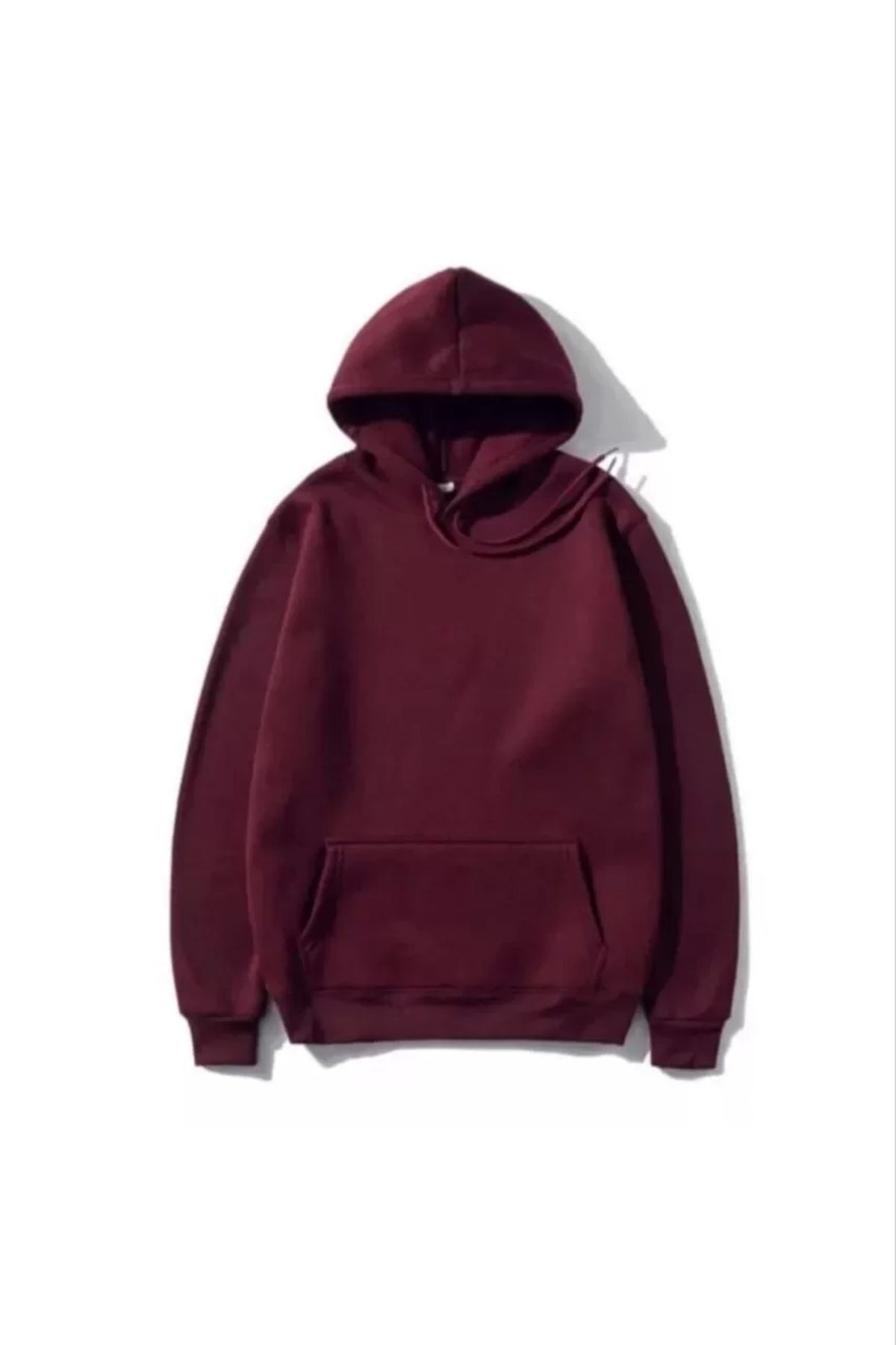 AE Stil 3 İplik Pamuklu Unisex Kapşonlu Sweetshirt - Bordo