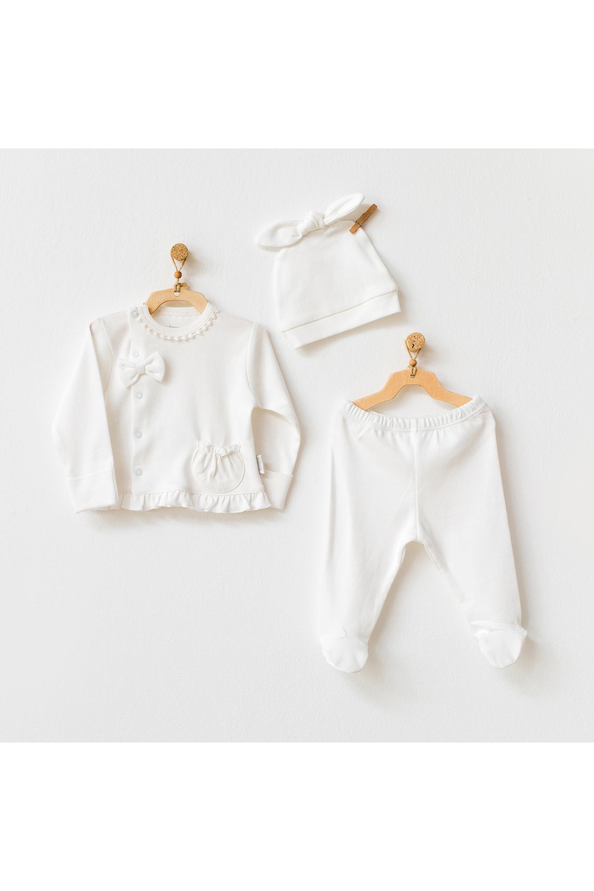 andywawa BEBEK TAKIM 3 PCS SET %100 Organic Cotton GOTS NATURA WAWA ORGANIC GIRL