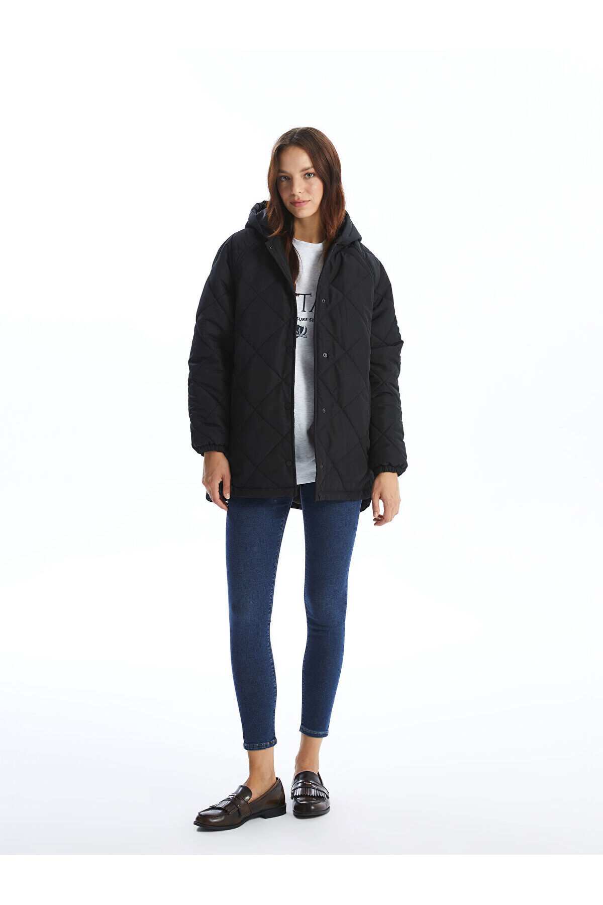 LC Waikiki  LCWK Kapüşonlu Kapitone Kadın Şişme Mont - Görsel 2