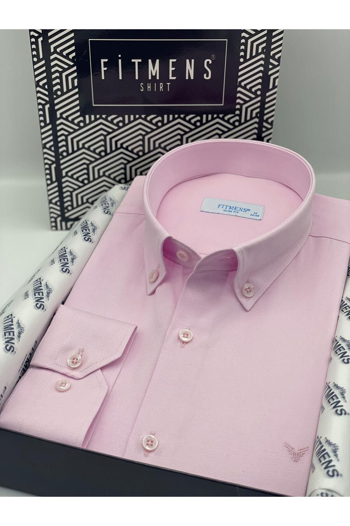 Fitmens-Slim Fit Long Sleeve Cotton Easy-To-Iron Men's Shirt with Gift Box Fs- 002225   - Pink 1