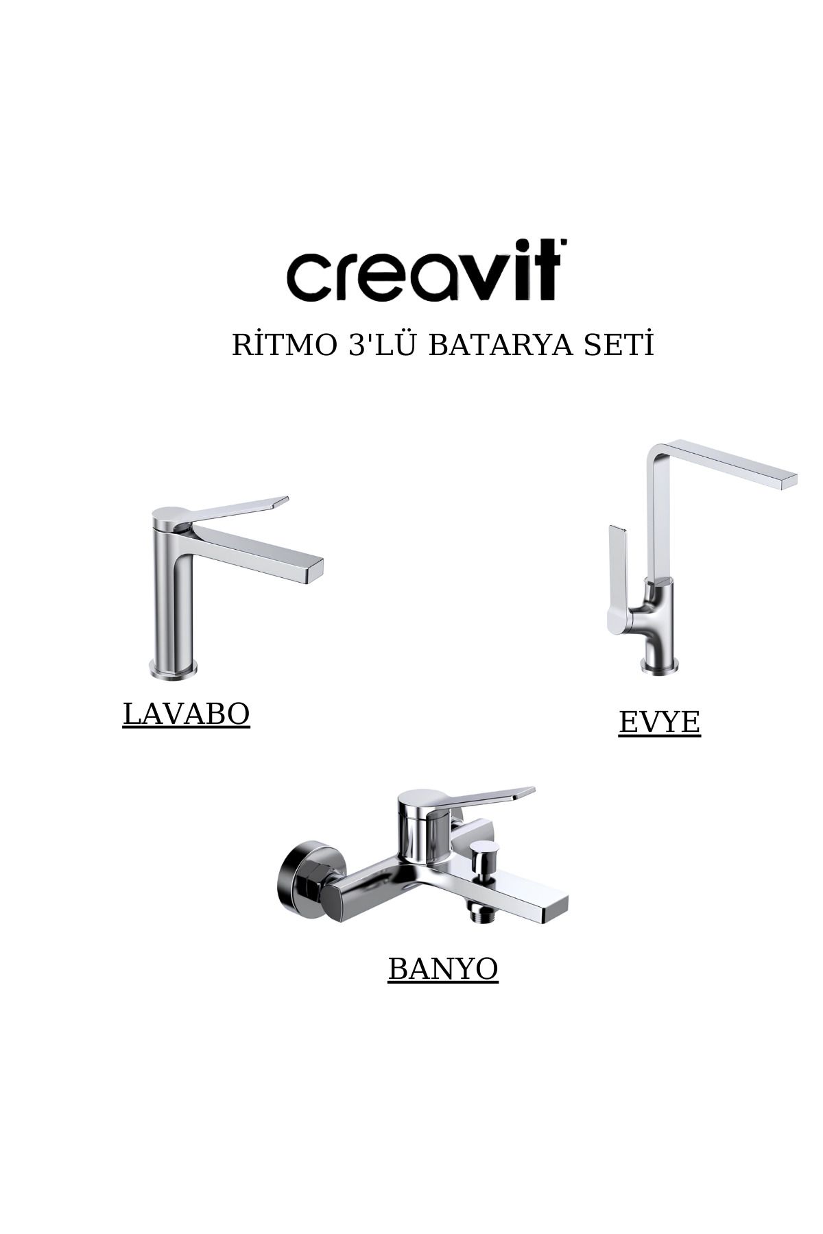 Creavit Ritmo Batarya Seti 3’Lü Banyo-Lavabo-Evye