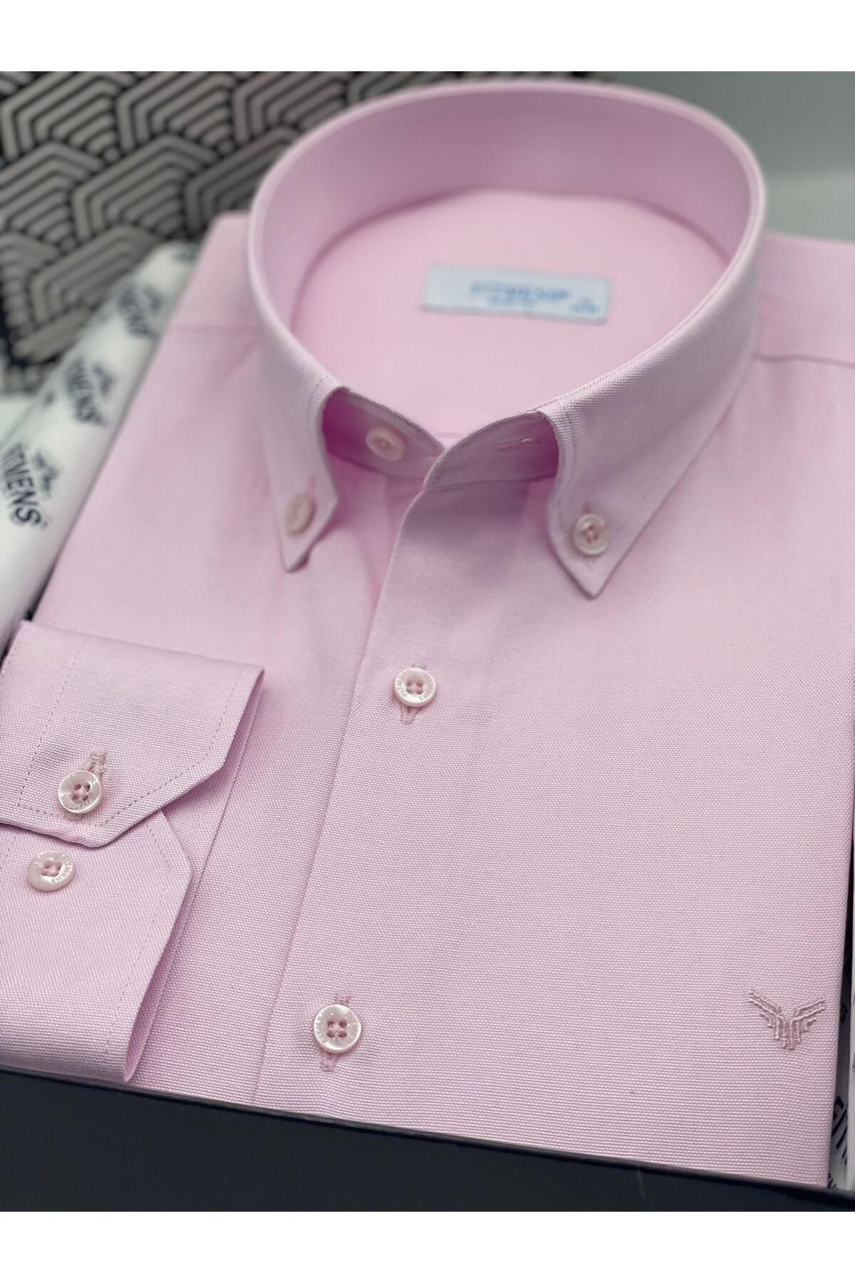 Fitmens-Slim Fit Long Sleeve Cotton Easy-To-Iron Men's Shirt with Gift Box Fs- 002225   - Pink 3