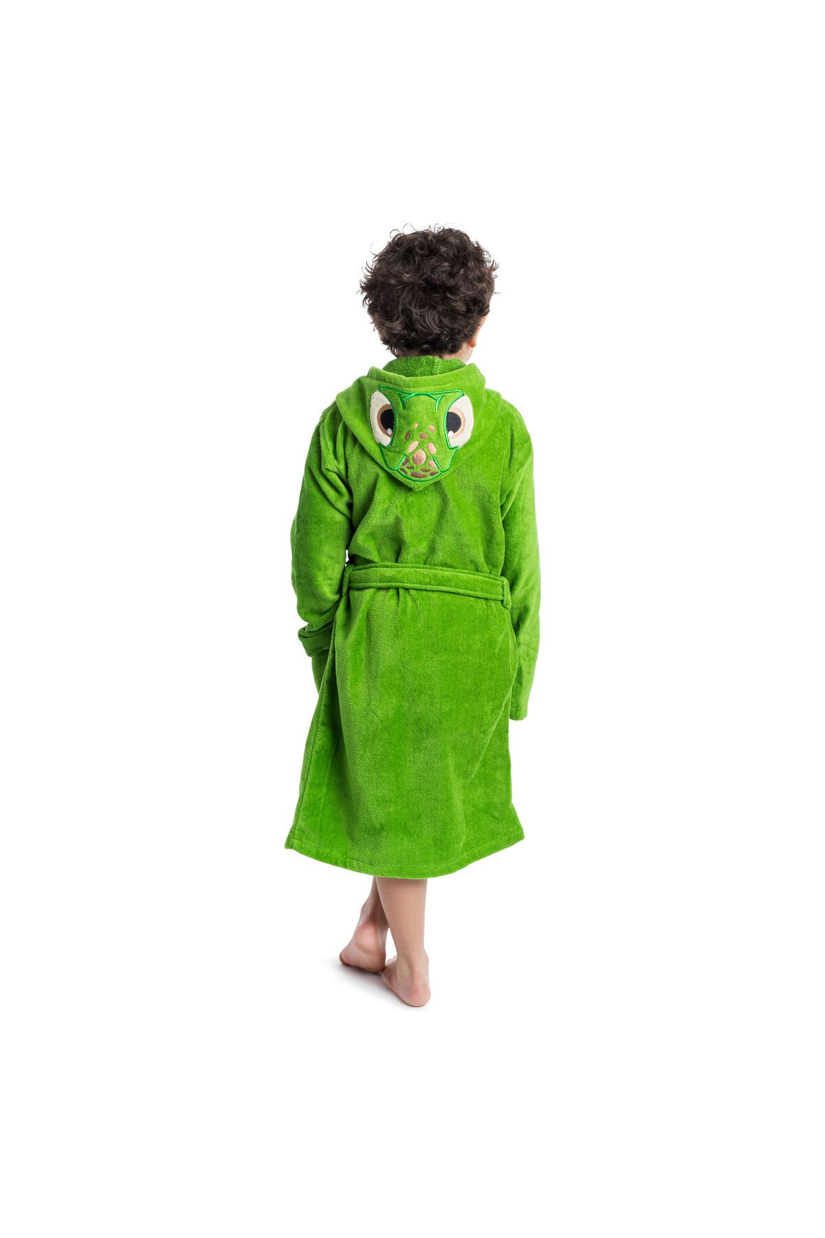 Orange Bed & Bath-DINO GREEN KIDS HOODED TOWEL BATH ROBE  6 - 8 yrs 1