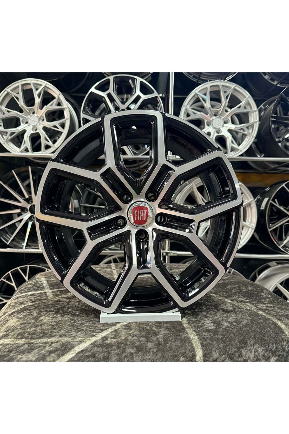 kormetal 16" (inç) 5x98 EGEA DOBLO Siyah Elmas Kesim Jant Modeli Fiat Uyumlu