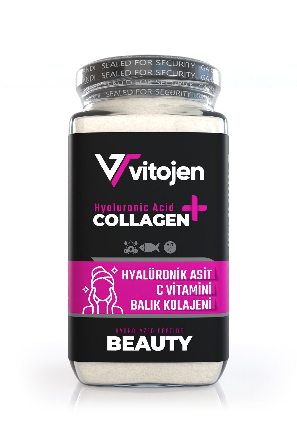 Vitojen Beauty Kolajen Hyalüronik Balık C Vitamini Cam Kavanoz (%100 SAF KATKISIZ ÇİFT HİDROLİZE)