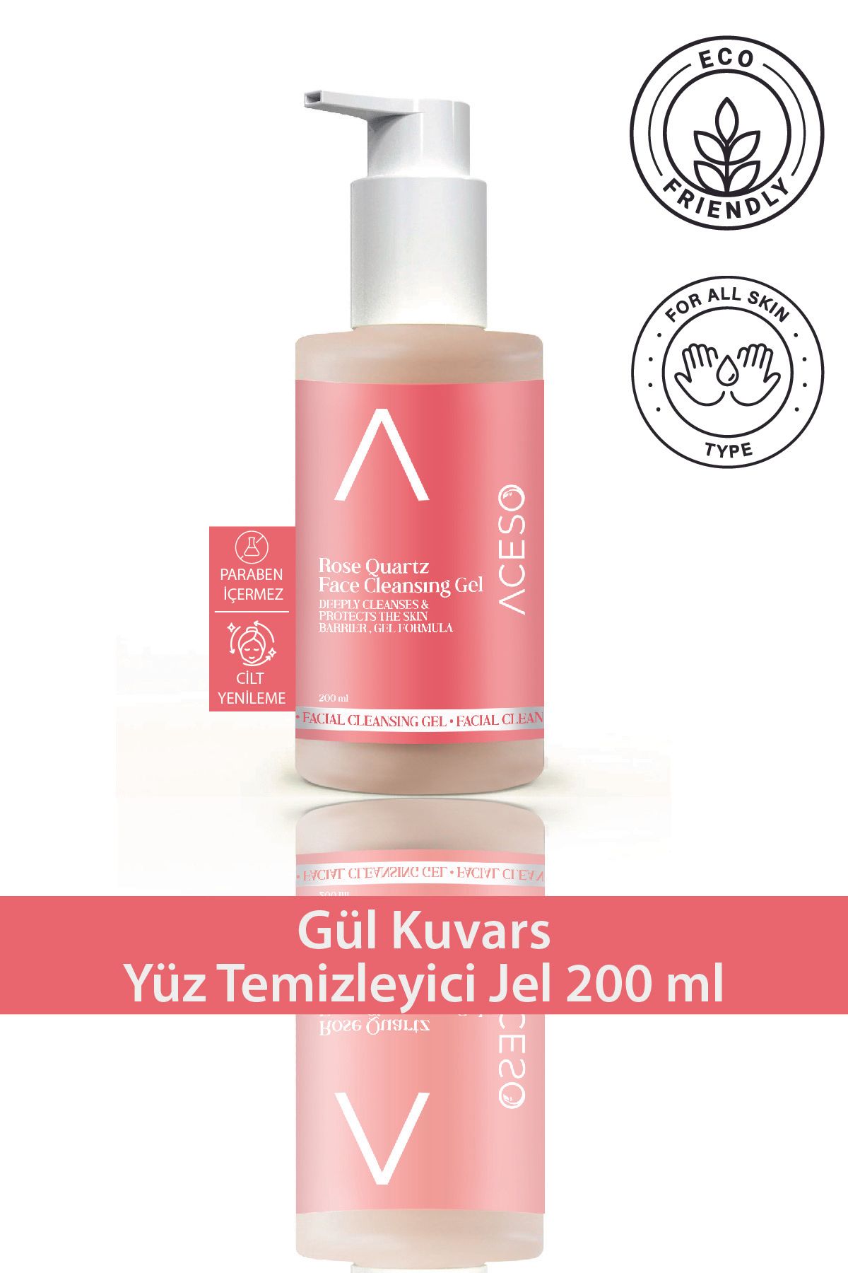 Aceso Cosmetics Gül Kuvars Yüz Temizleyici Jel 200 ml