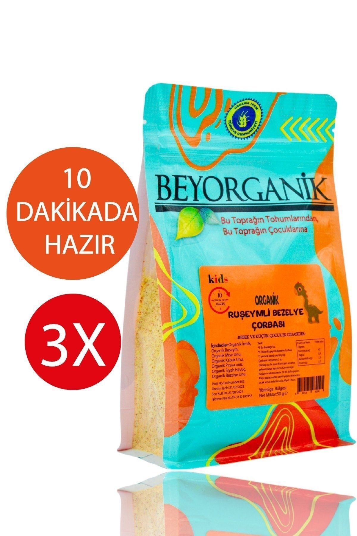 BEYORGANİK Organik Ruşeymli Bezelye Çorbası 50gr 3'lü Paket (10 Dakikada Hazır)