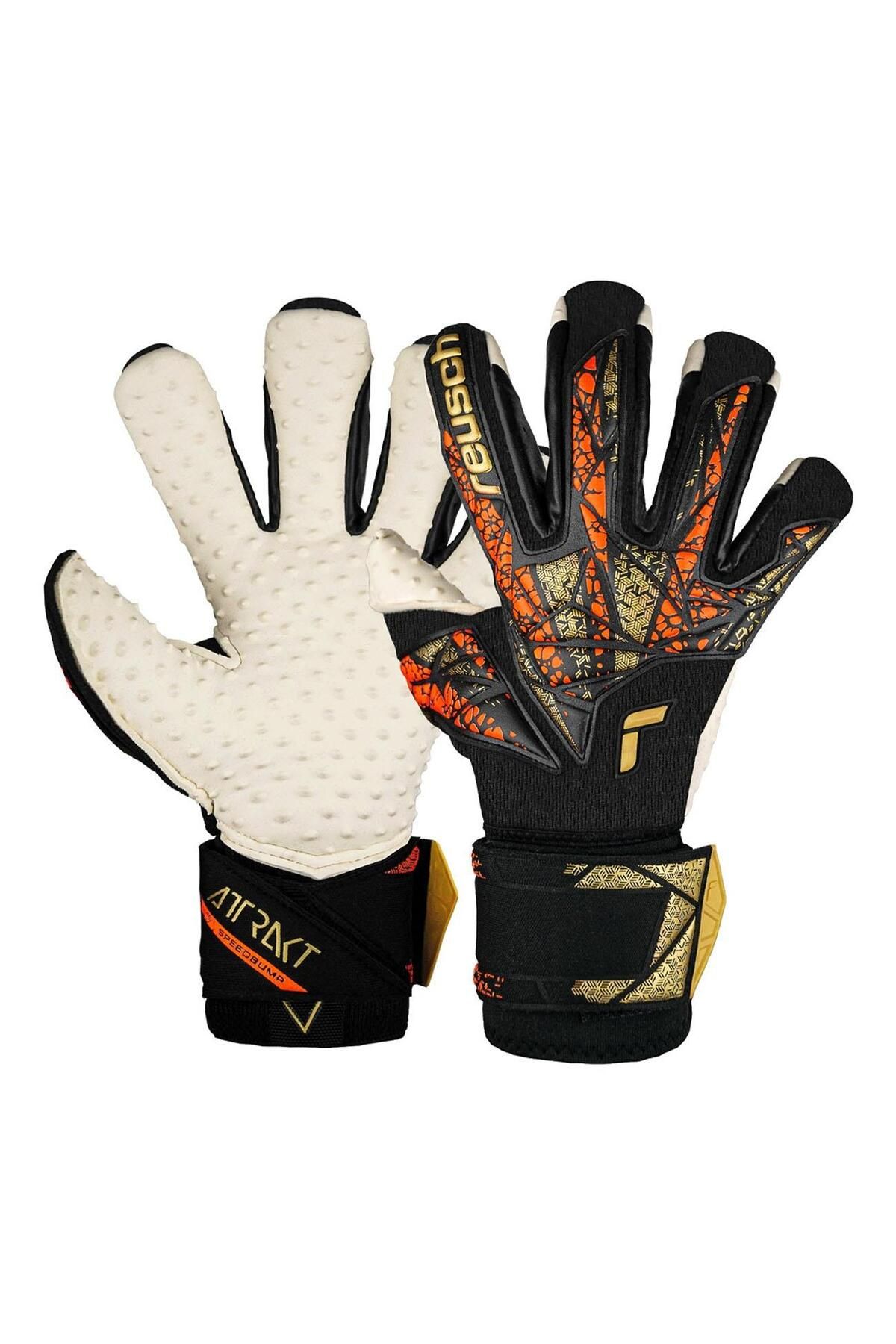 دستکش دروازه بان مردانه 5470978 ATTRAKT SPEEDBUMP GOALKEEPER GLOVE مشکی GOLD Reusch