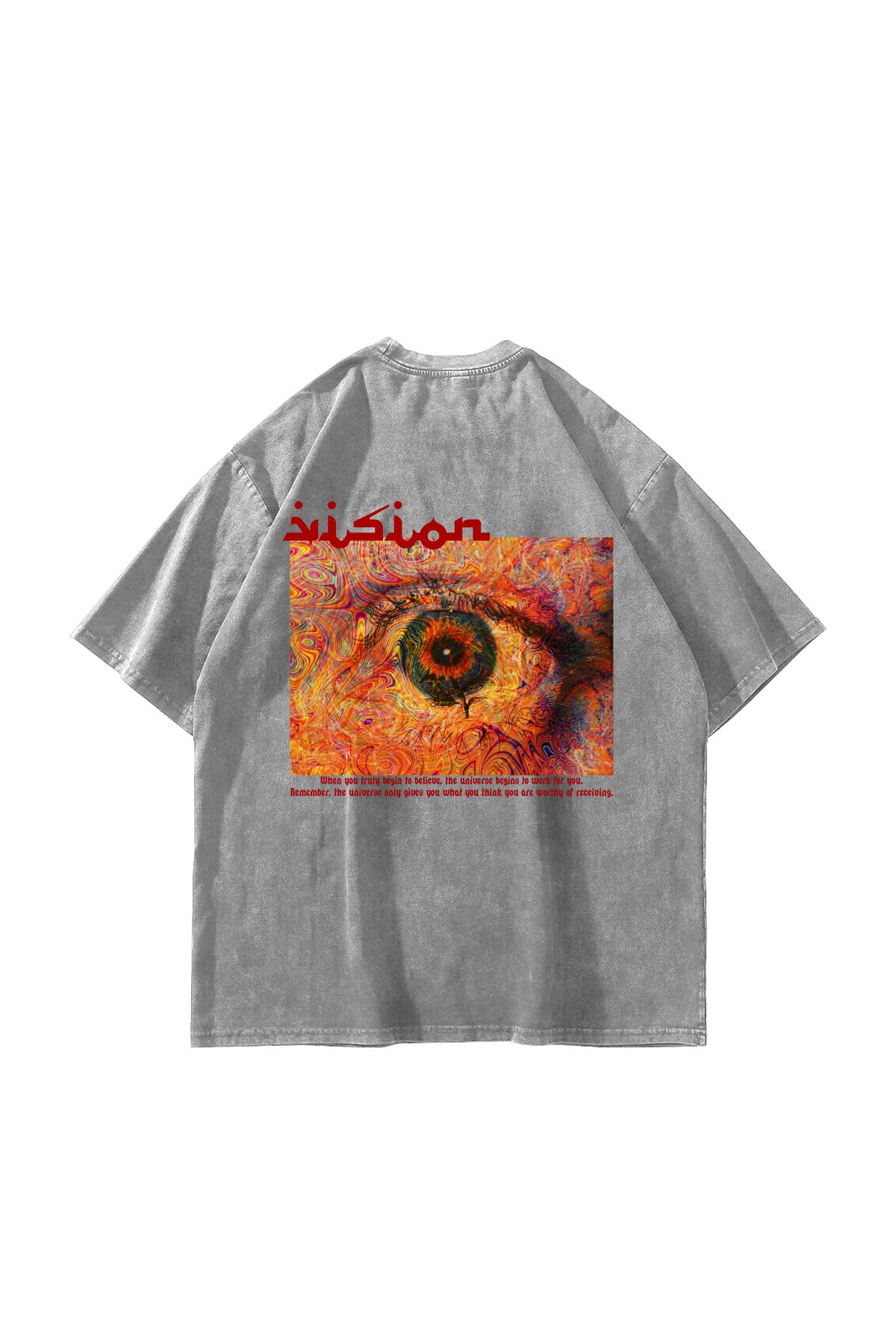 Sekizbiraltı-Vision Printed Oversize 24/1 Premium Washable White Tshirt 6