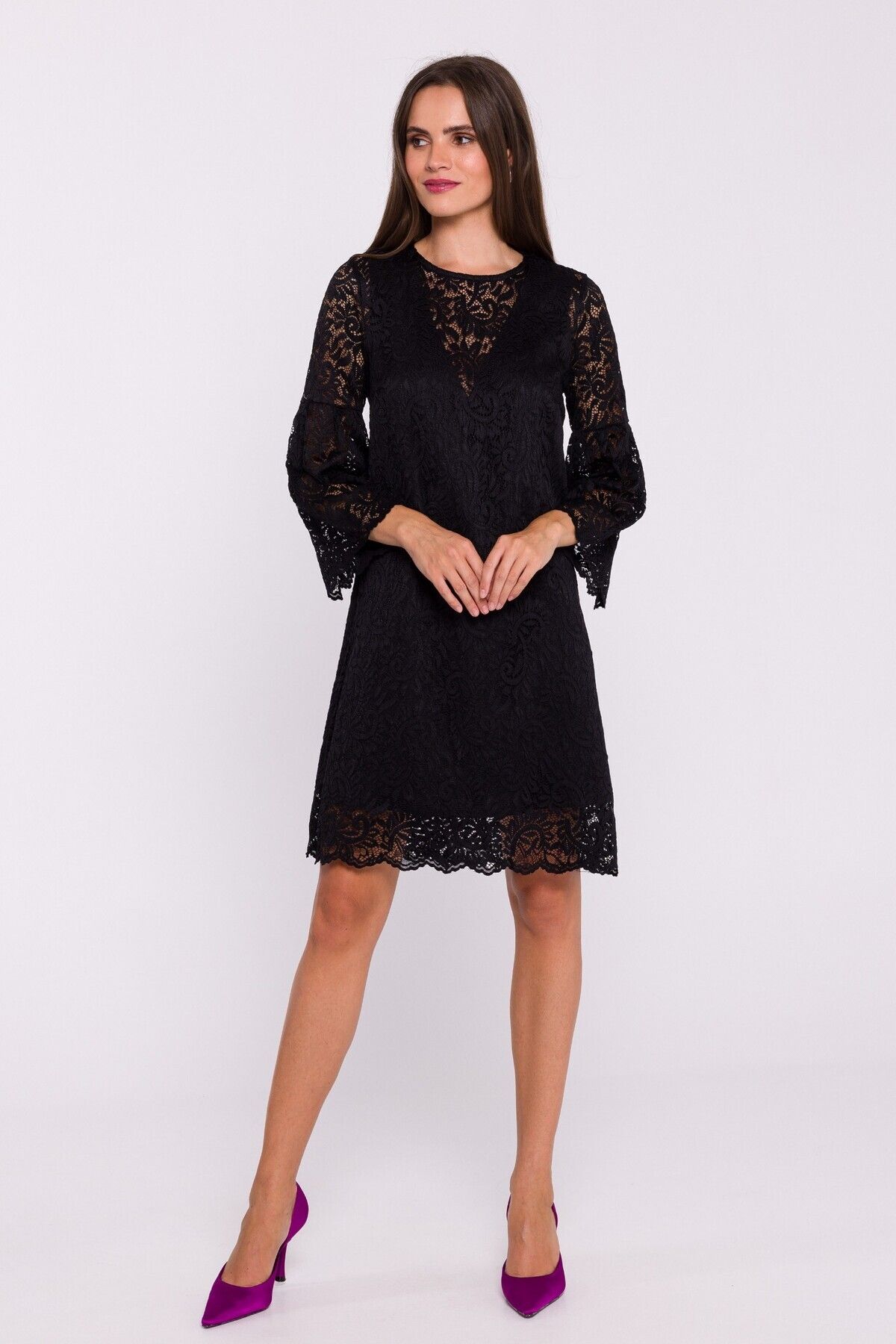 Stylove-Two-layered lace trapeze dress 1