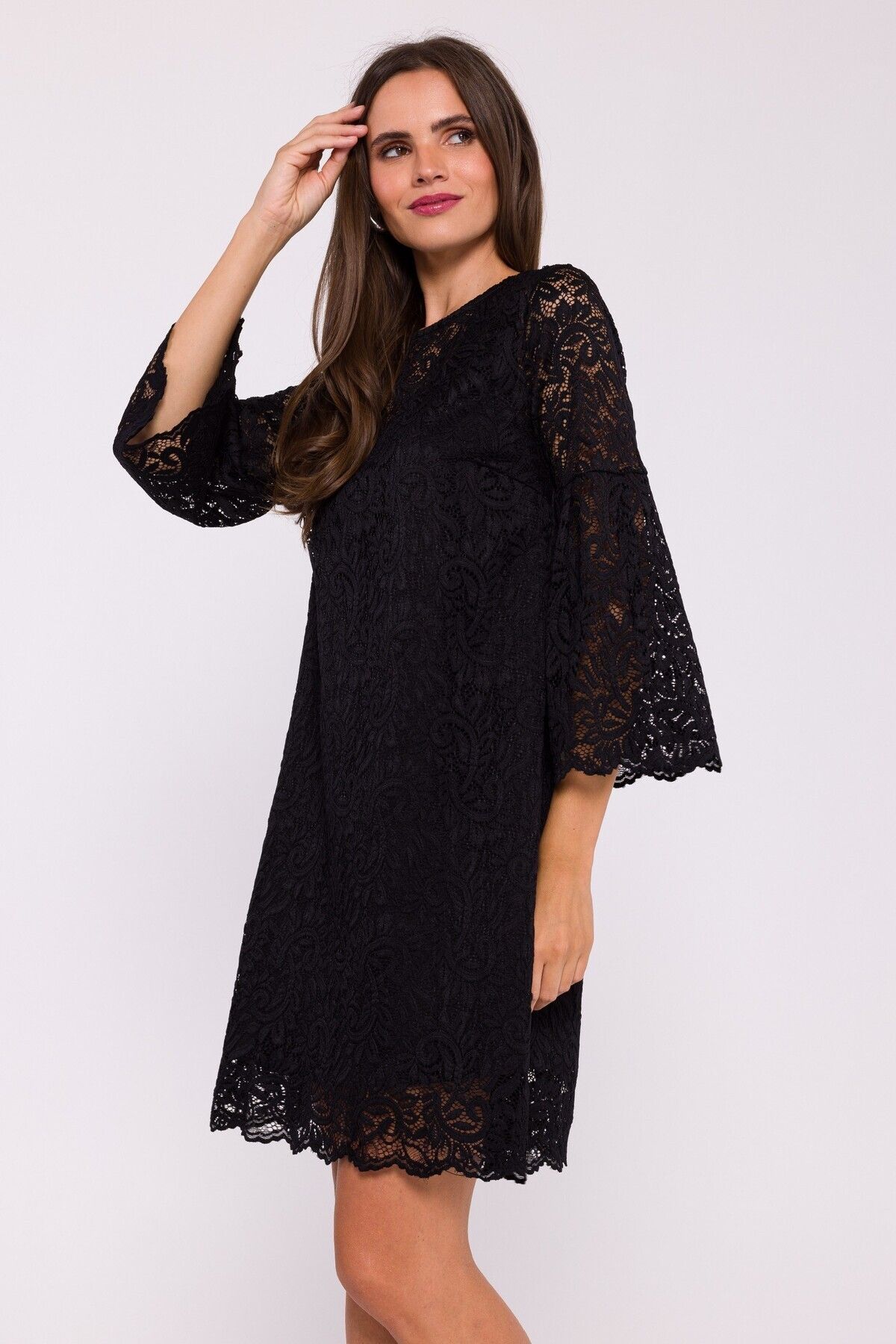 Stylove-Two-layered lace trapeze dress 3