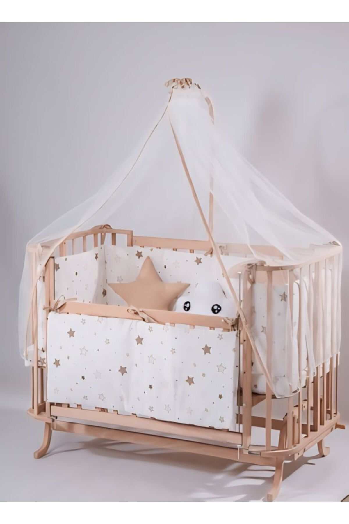 BebeK on For Mabela Beşik Ahşap Kahverengi Yıldızlı Uyku Seti fotoğrafı 4 (önizleme)