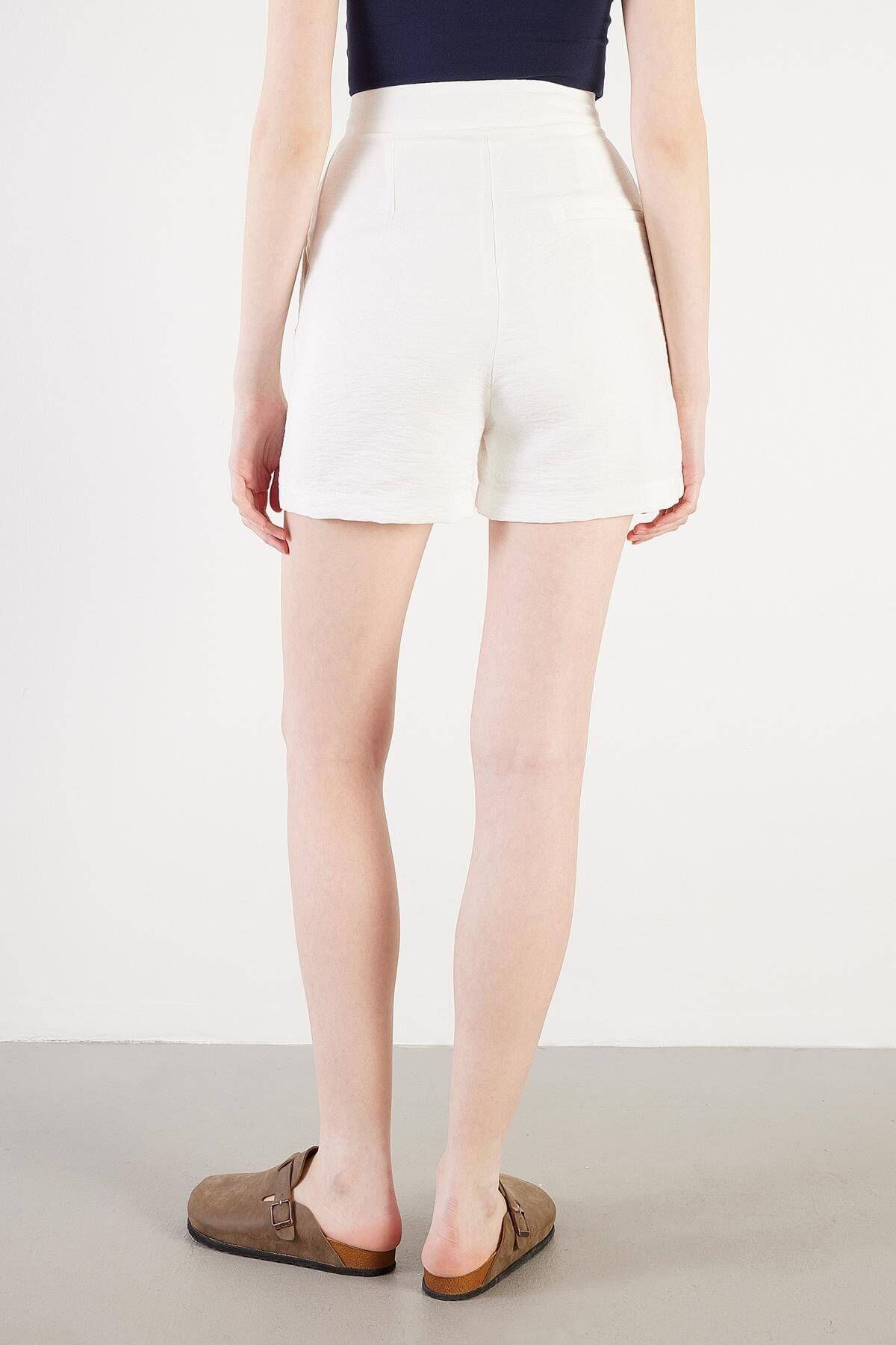 Addax-High Waist Velcro Closure Shorts Ş3272-U7 5