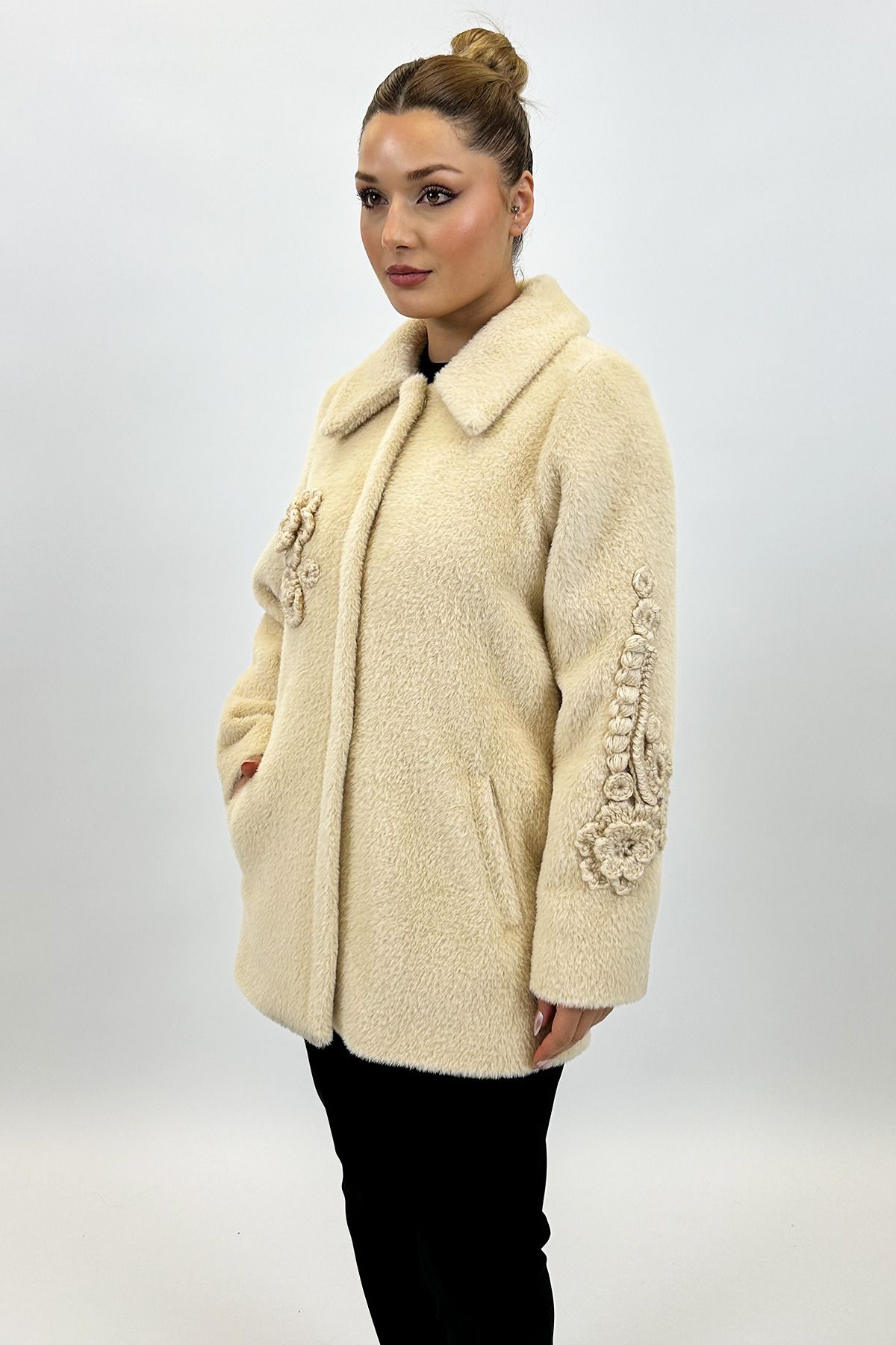 Ayda Triko-Polo Neck Angora Coat 3