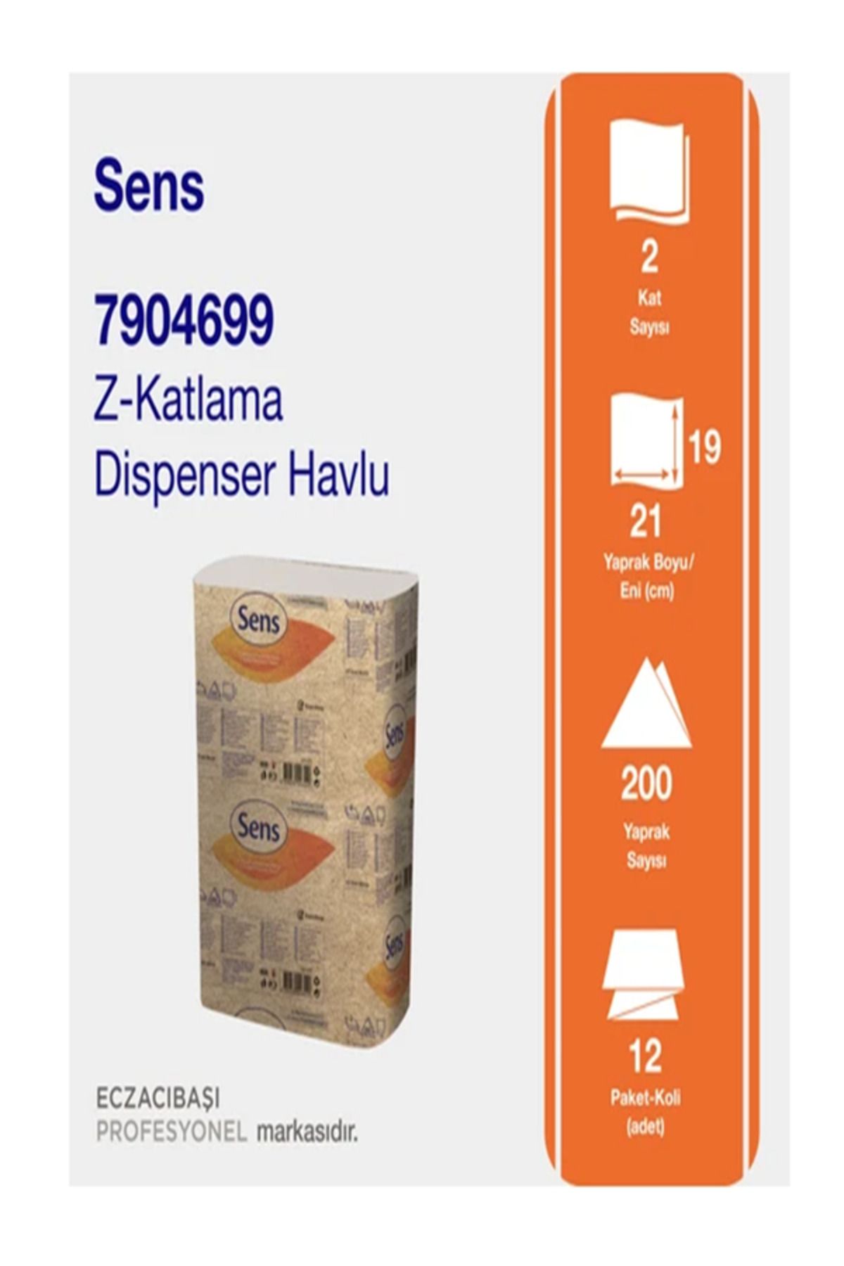 Sens Z KATLAMALI KAĞIT HAVLU DİSPENSER PEÇETE 200 LÜ 200*2 400 YAPRAK