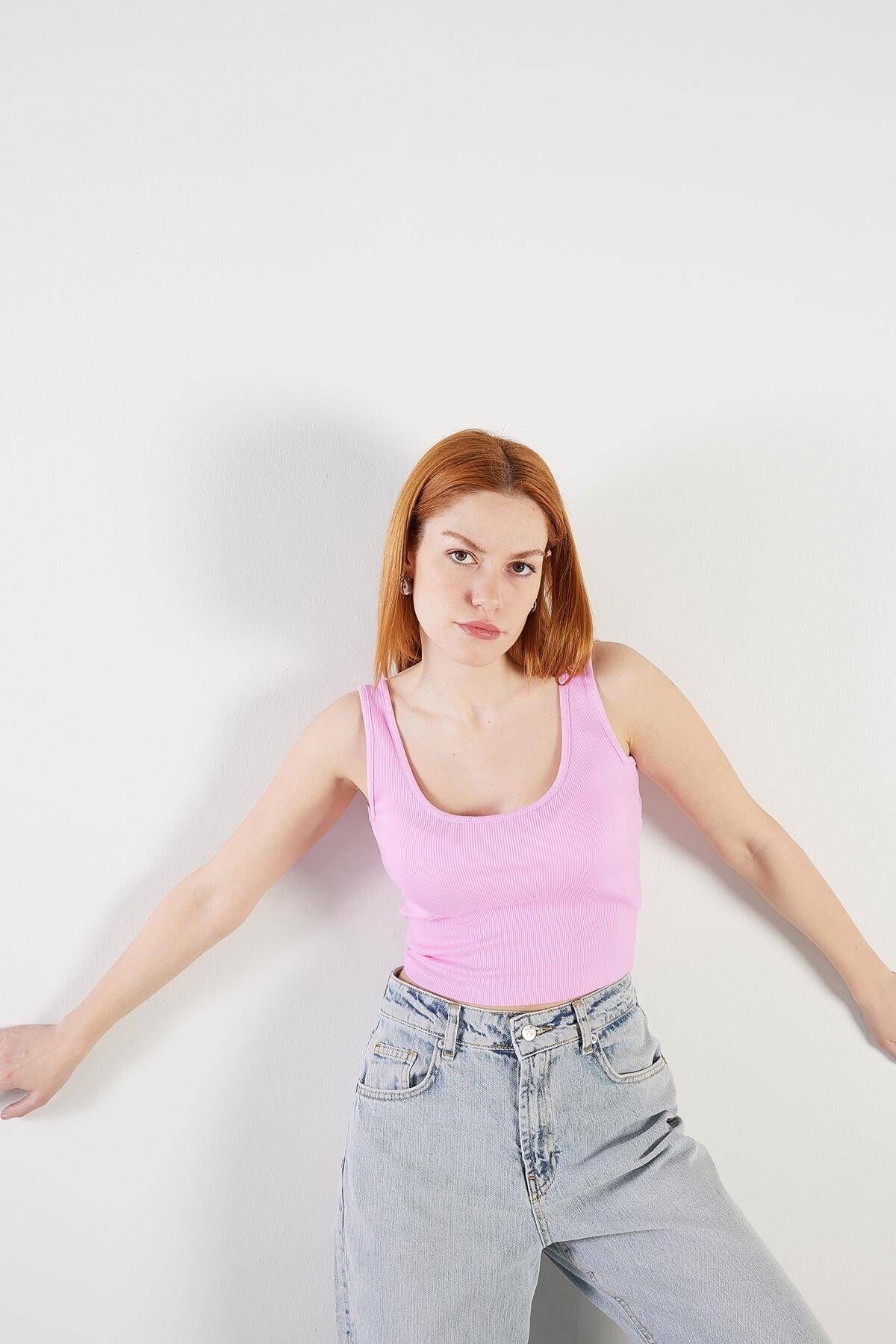 Addax-Tricou cu guler în U, în formă de crop, A13389-R12 2