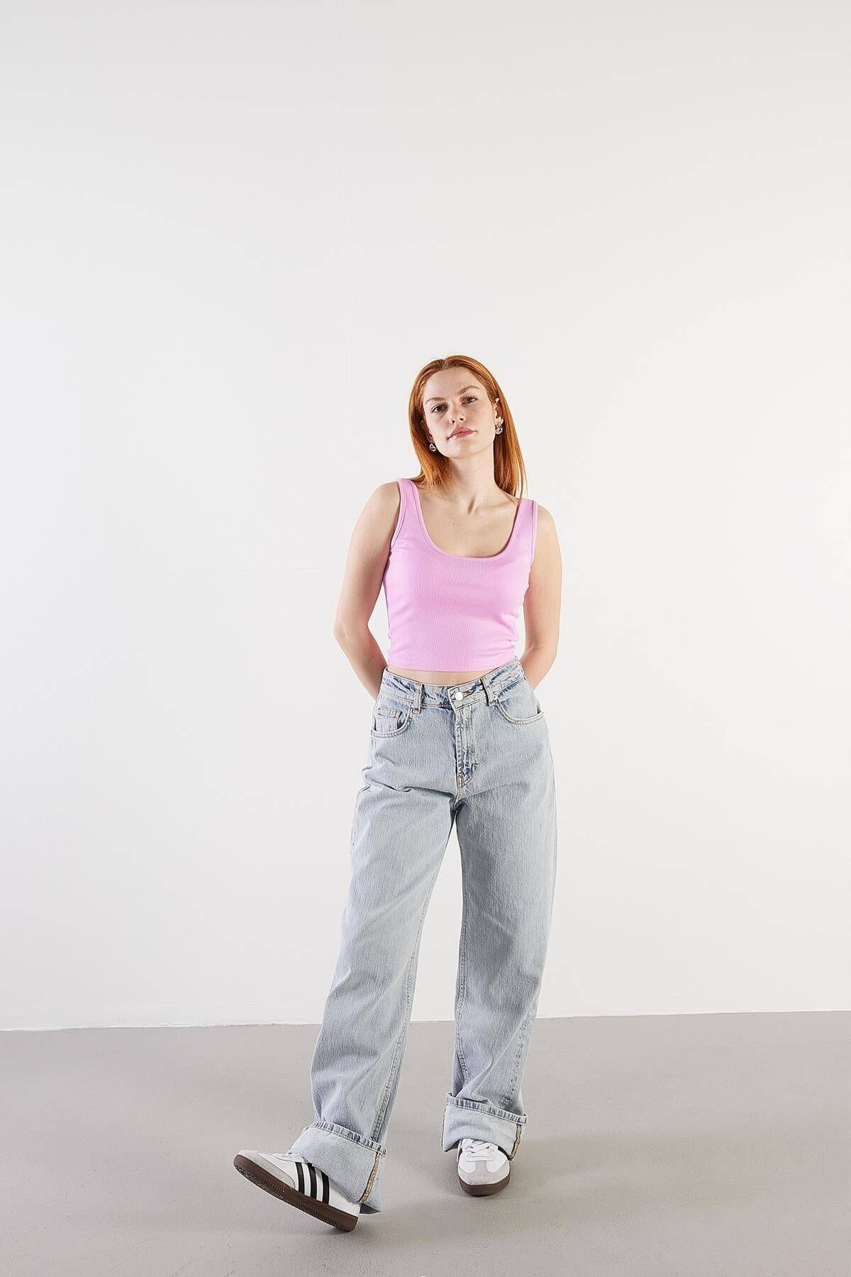 Addax-Tricou cu guler în U, în formă de crop, A13389-R12 3