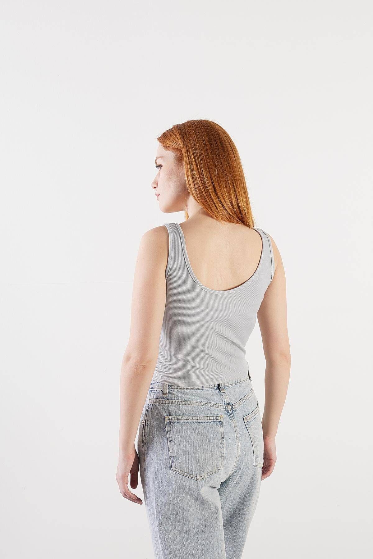 Addax-U Collar Modal Crop Tank Top A13389-R12 5