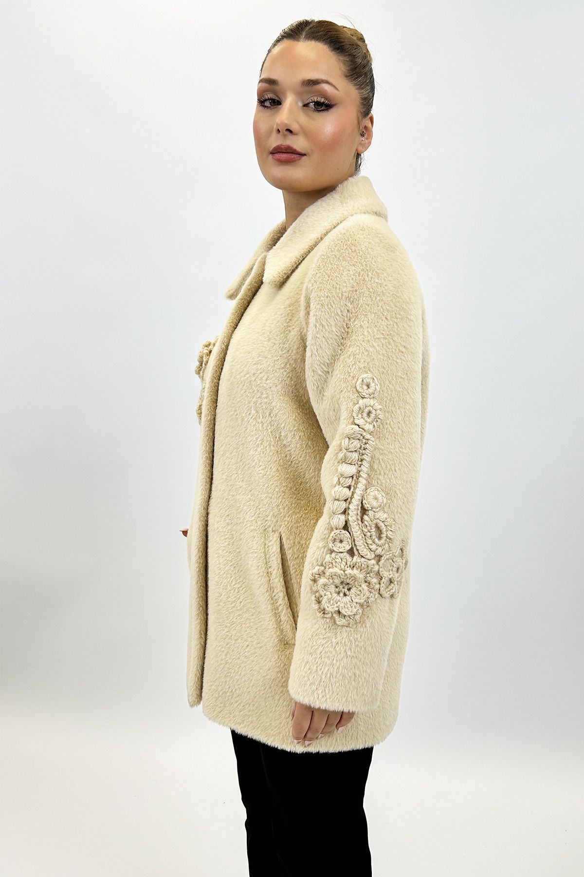 Ayda Triko-Polo Neck Angora Coat 5