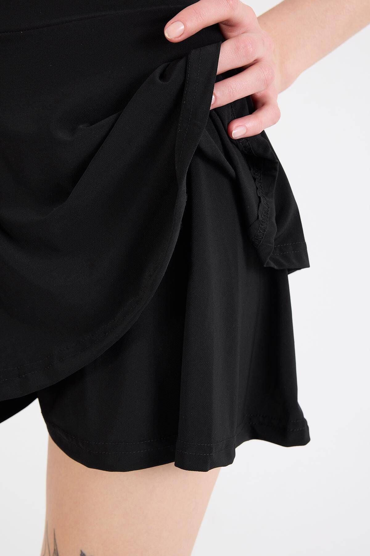 Addax-E3551-R4 Model Elastic Waist Frilly Short Skirt 3