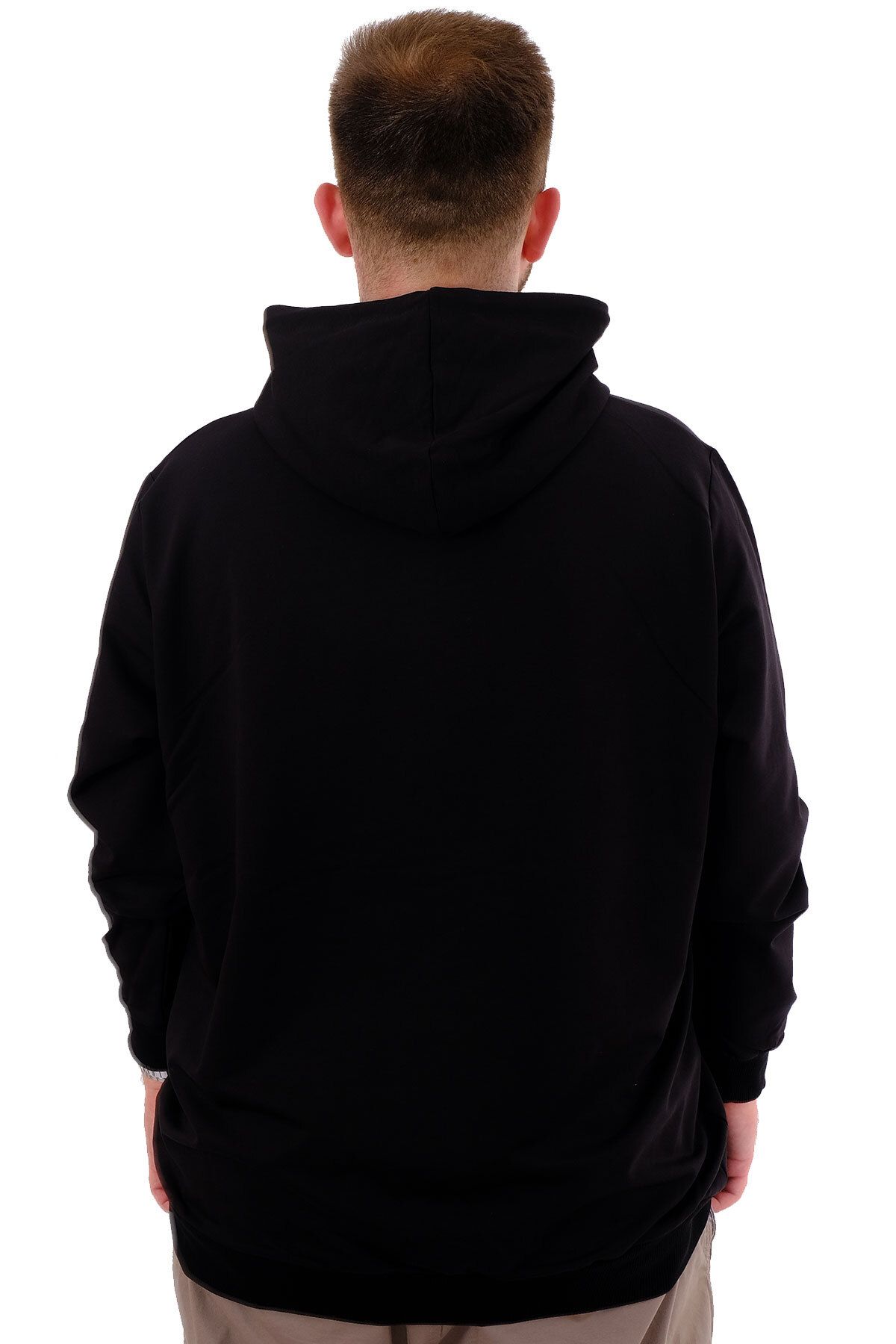 ModeXL-Men's Hooded Basic Sweatshirt - Mode Xl, Kangaroo Pocket, Black U24166 3