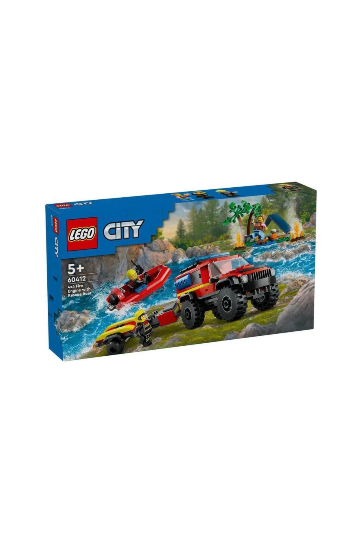 gcaksesuar Nessi World 60412 LEGO® City 4x4 Kurtarma Botlu İtfaiye Kamyonu 301 parça +5 yaş