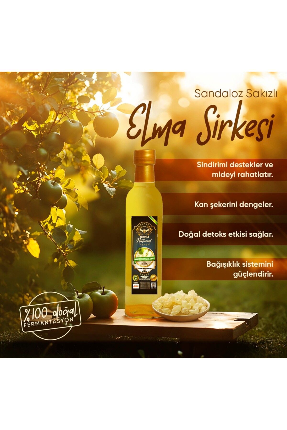 Bursa Natural Sandaloz Sakızlı Elma Sirkesi