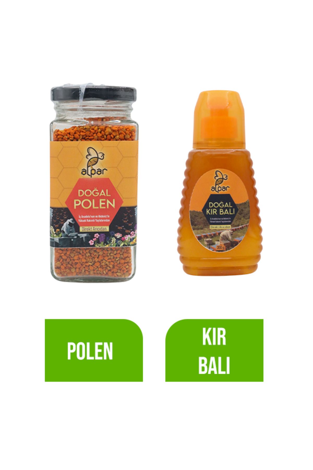 ALPARBALL Alpar Bal Doğal Kır Balı 450gr ve Doğal Taze Polen 200gr